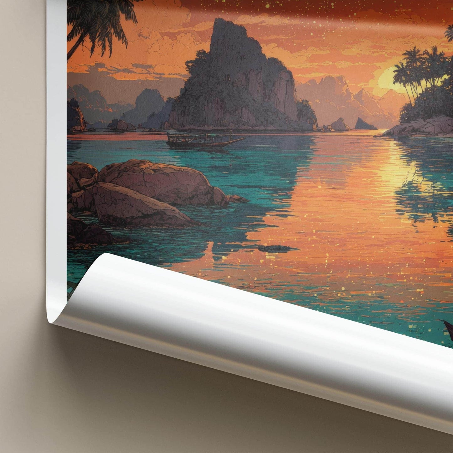 Raja Ampat Poster - Indonesia Travel Art - Tropical Ocean Twilight Home Decor