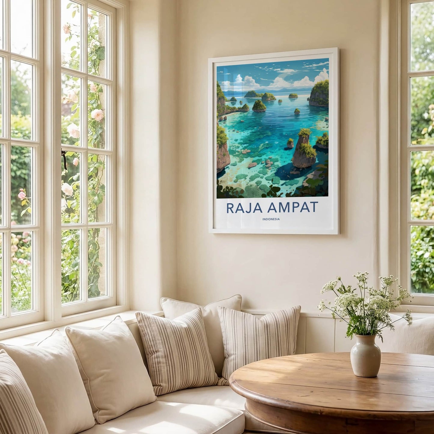 Raja Ampat Poster - Indonesia Travel Art - Turquoise Water Islands Home Decor
