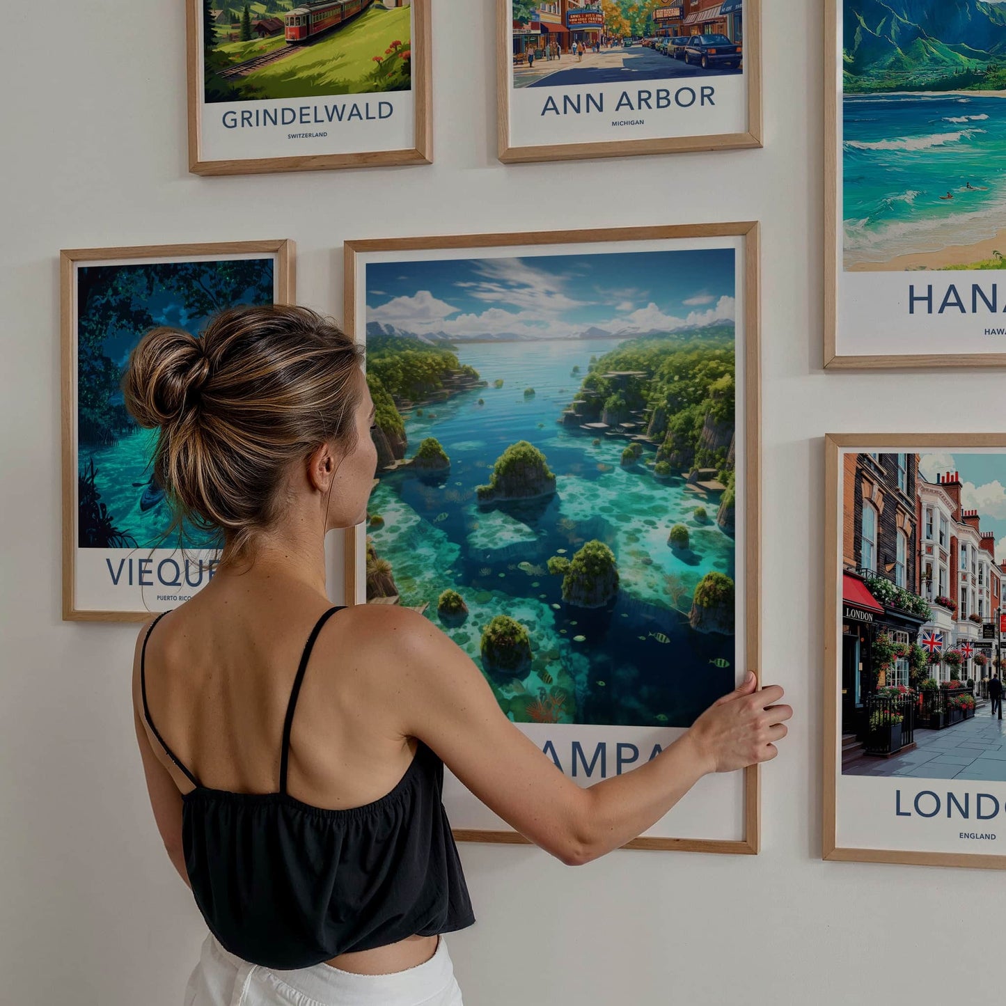Raja Ampat Poster - Indonesia Travel Art - Turquoise Water Islands Home Decor