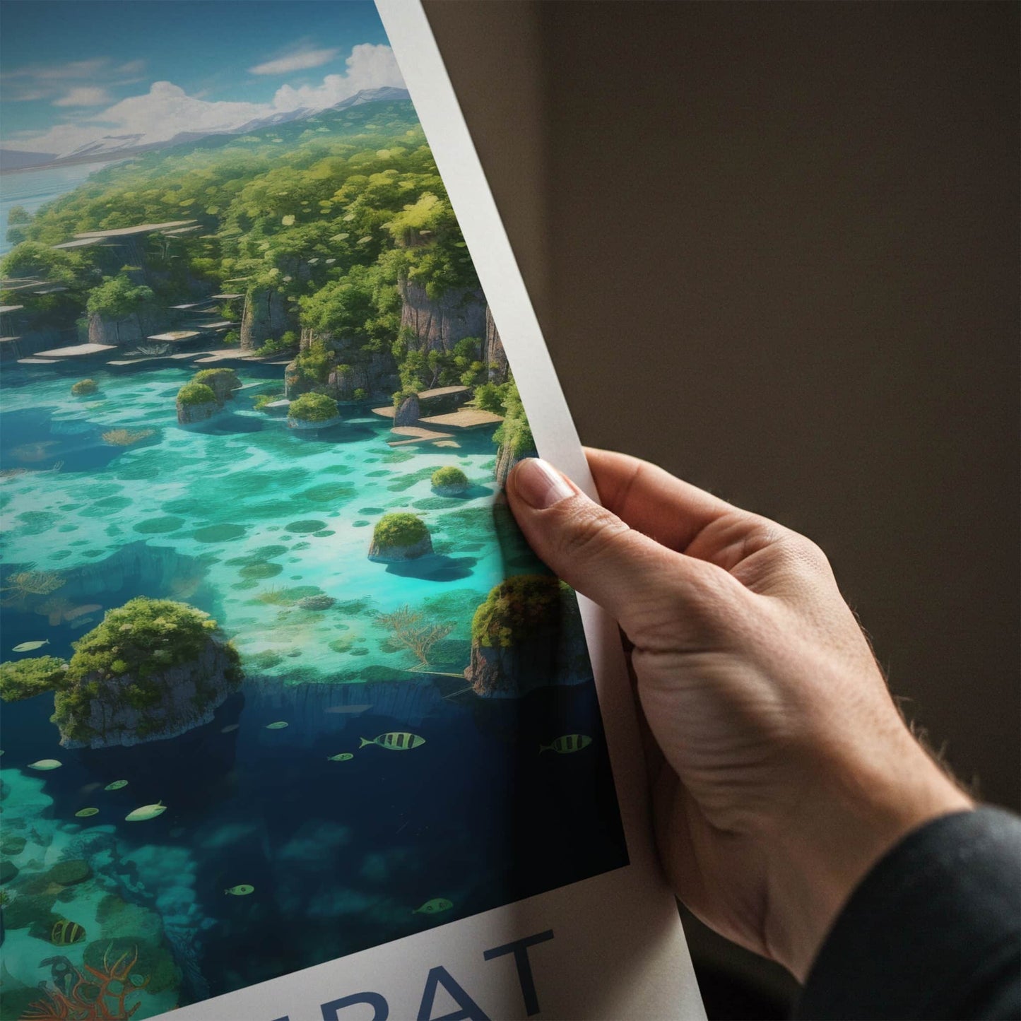 Raja Ampat Poster - Indonesia Travel Art - Turquoise Water Islands Home Decor