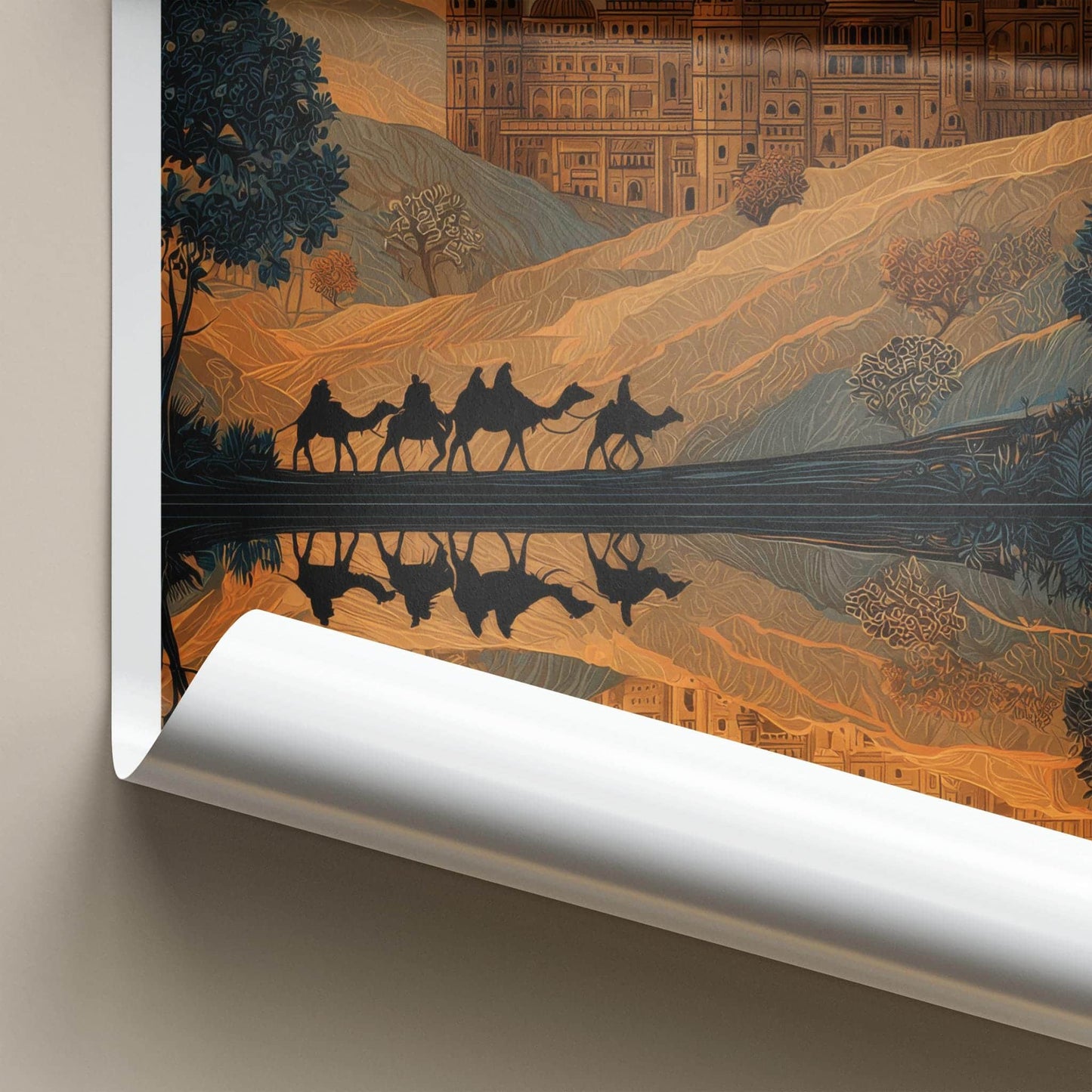 Rajasthan Poster - India Travel Art - Rajasthan Desert Palace Framed Decor