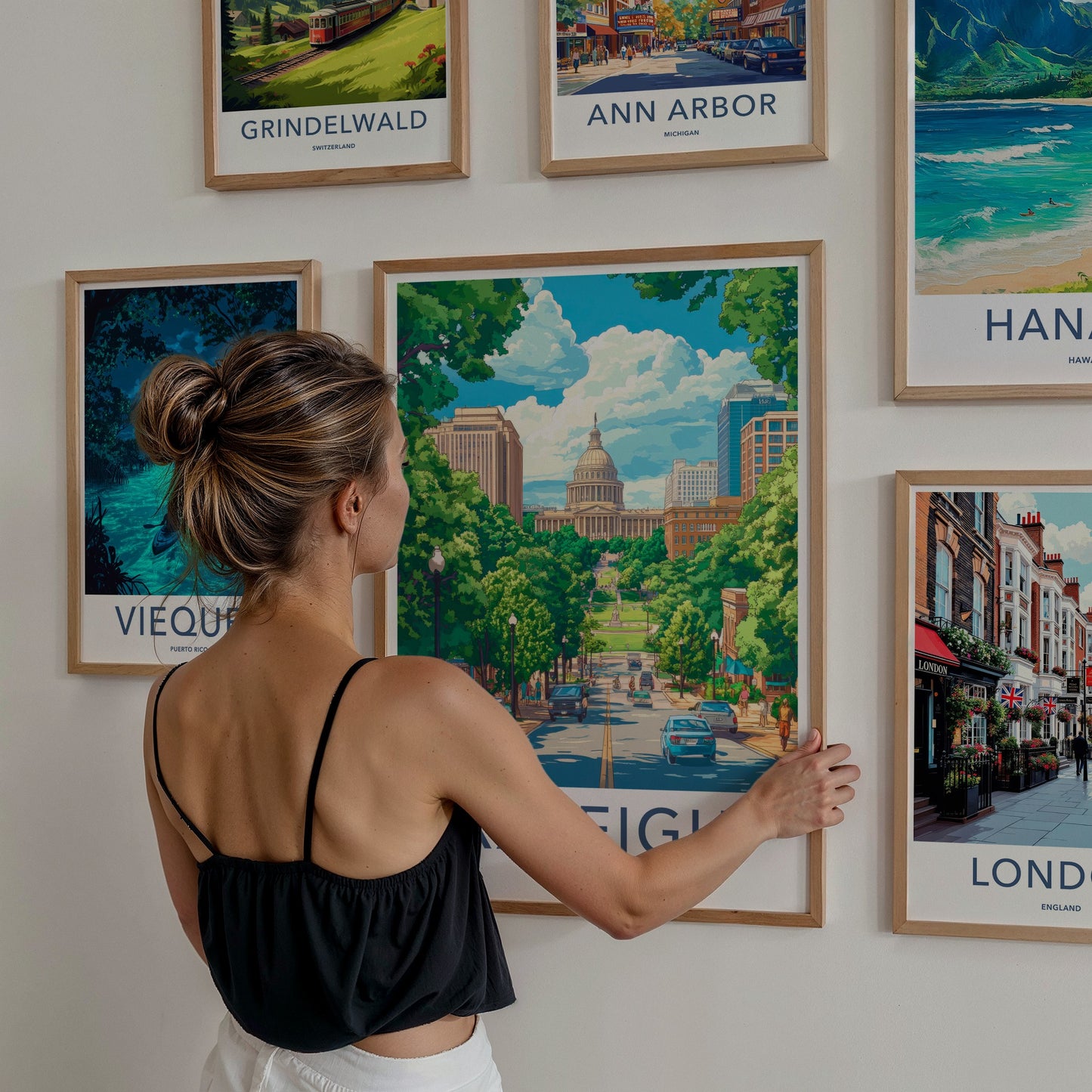 Raleigh Poster - North Carolina Travel Art - Lush Green Cityscape Home Decor