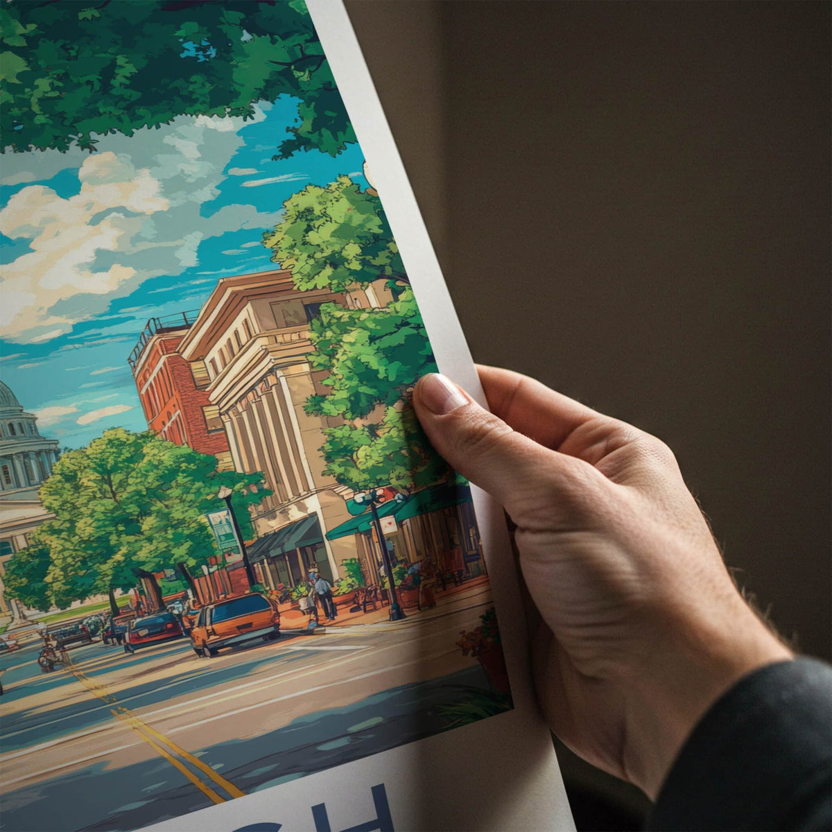 Raleigh Poster - North Carolina Travel Art - Vibrant Capitol Cityscape Gift