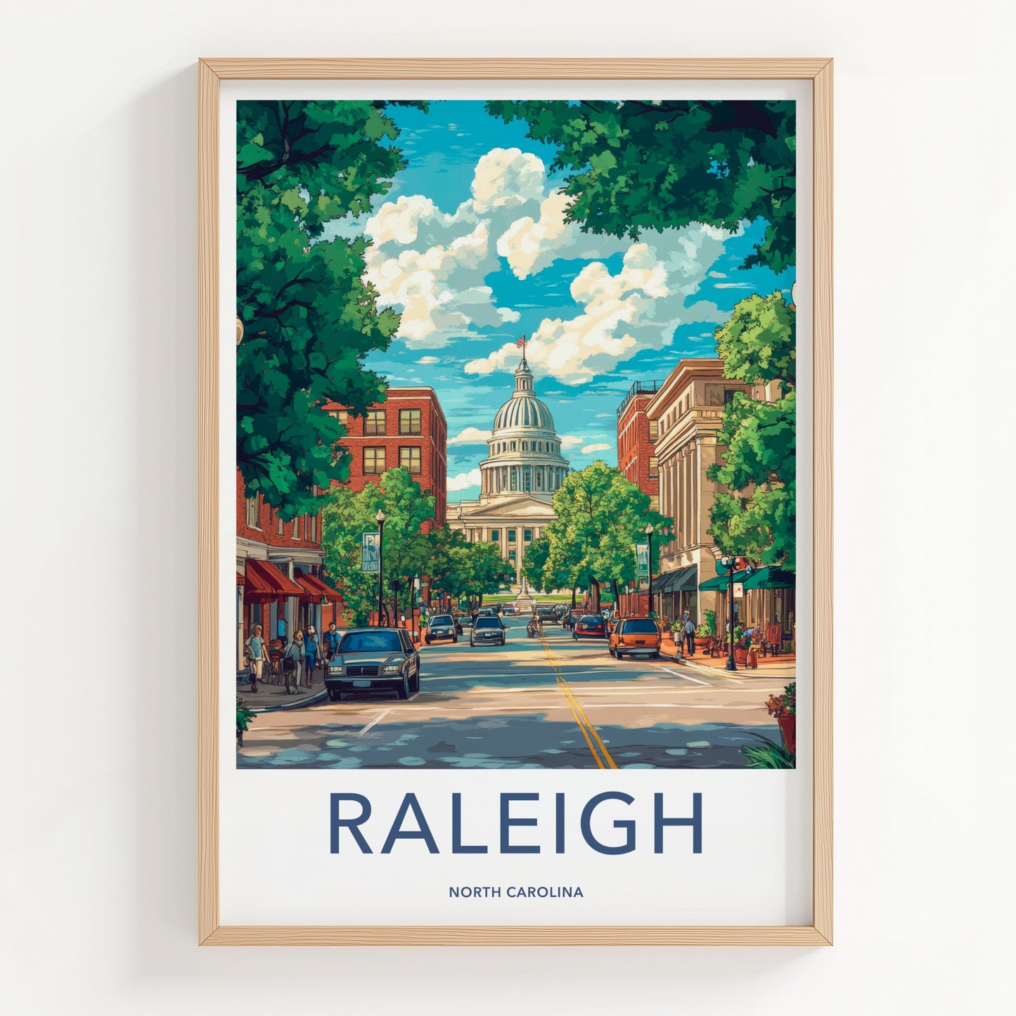Raleigh Poster - North Carolina Travel Art - Vibrant Capitol Cityscape Gift