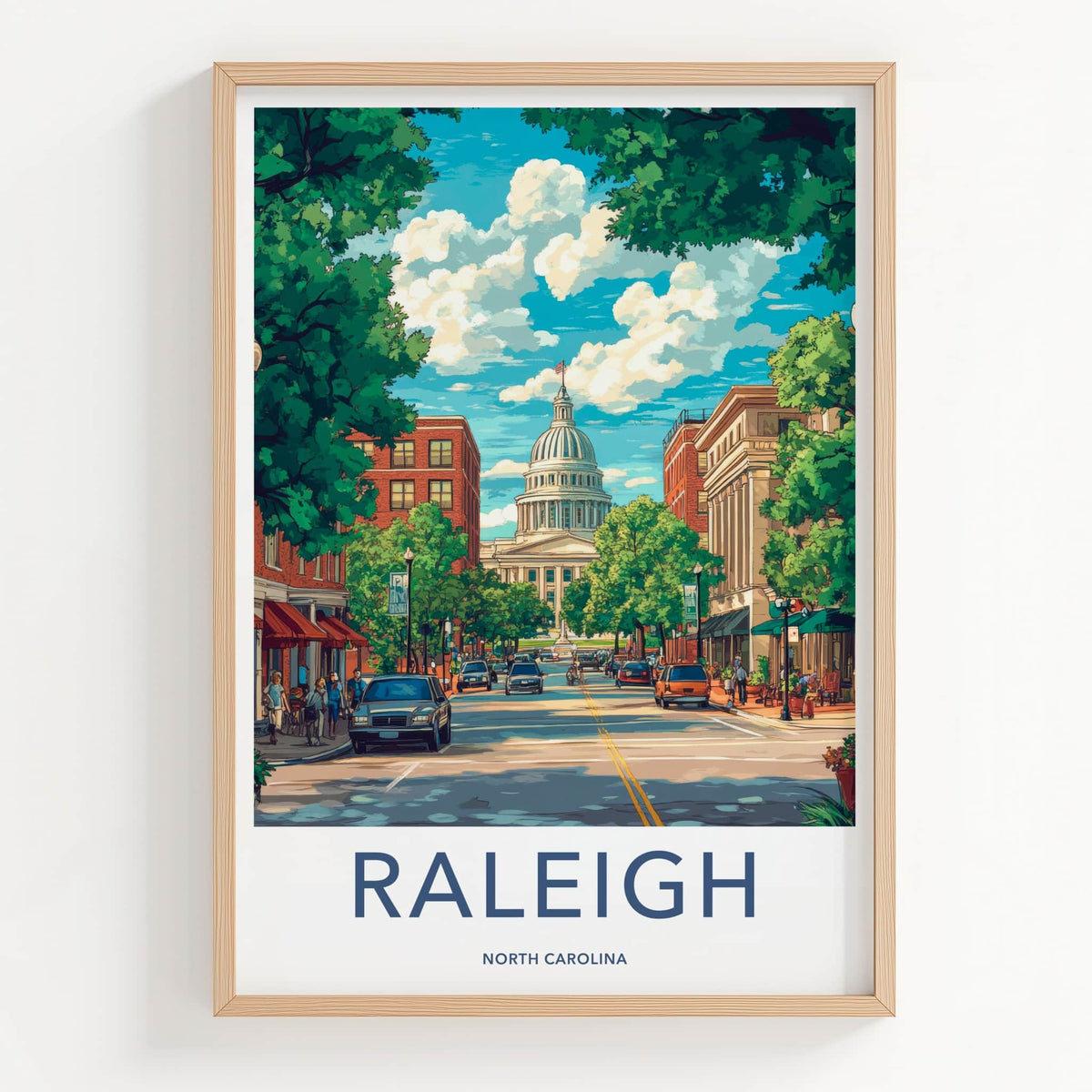 Raleigh Poster - North Carolina Travel Art - Vibrant Capitol Cityscape Gift