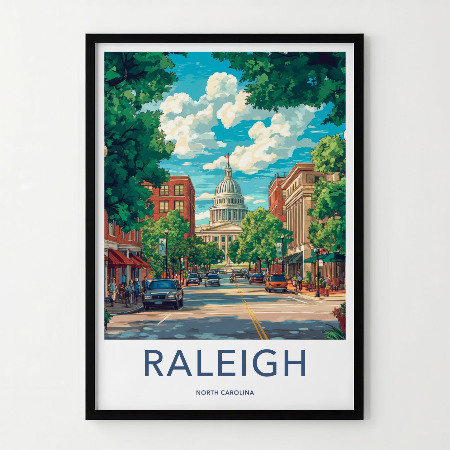 Raleigh Poster - North Carolina Travel Art - Vibrant Capitol Cityscape Gift