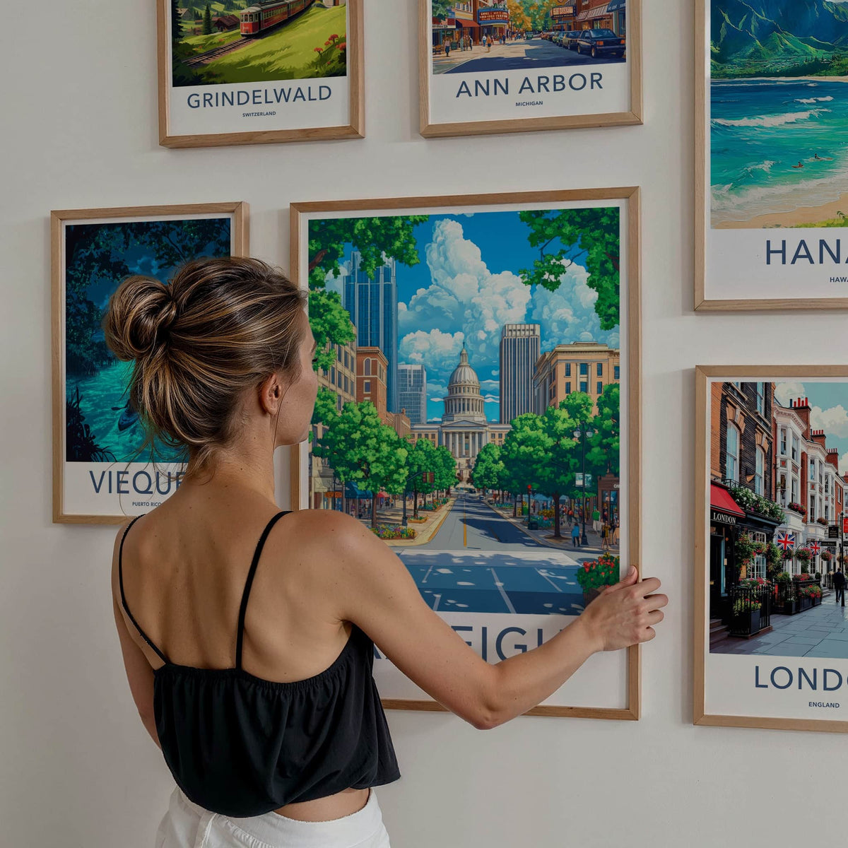 Raleigh Poster - North Carolina Wall Art - Vibrant City Street Home Decor