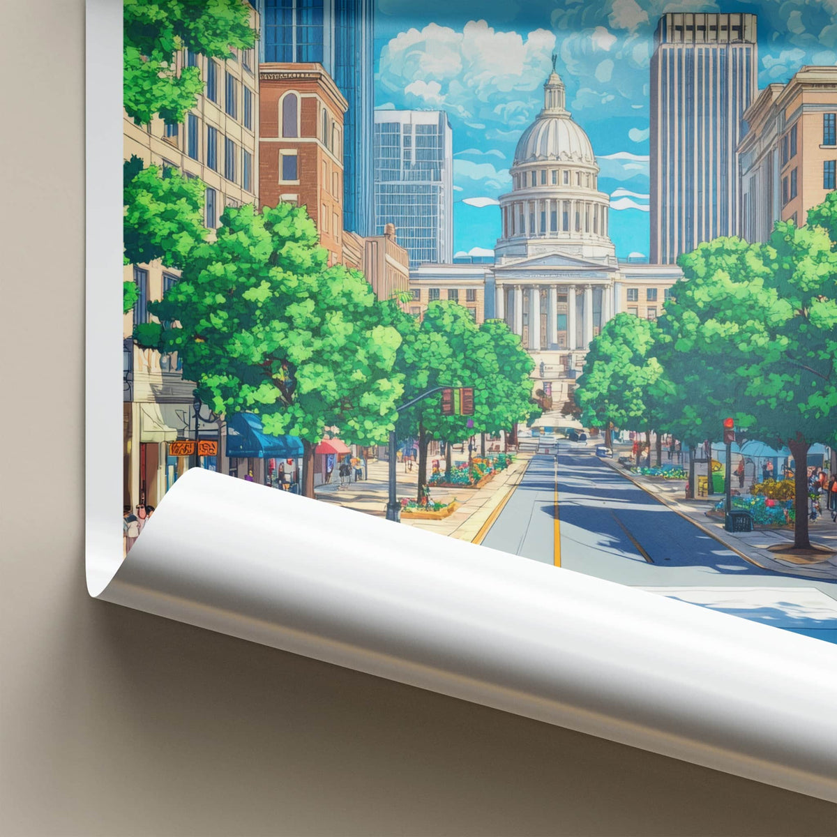 Raleigh Poster - North Carolina Wall Art - Vibrant City Street Home Decor