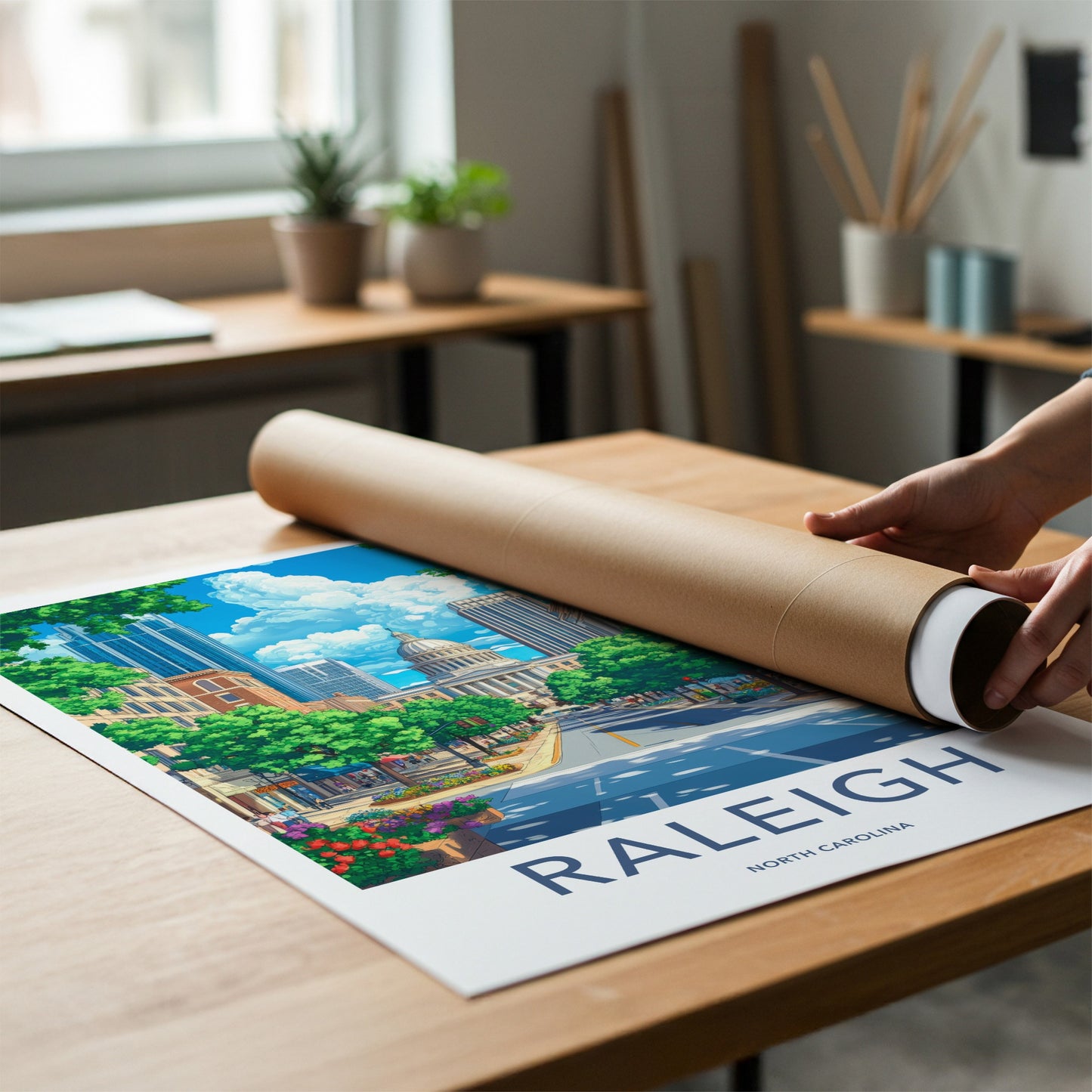 Raleigh Poster - North Carolina Wall Art - Vibrant City Street Home Decor