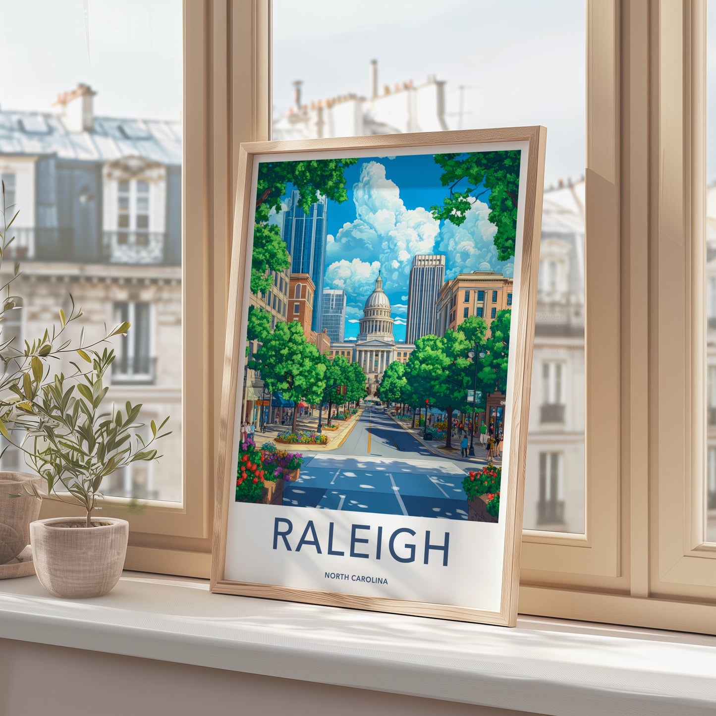 Raleigh Poster - North Carolina Wall Art - Vibrant City Street Home Decor