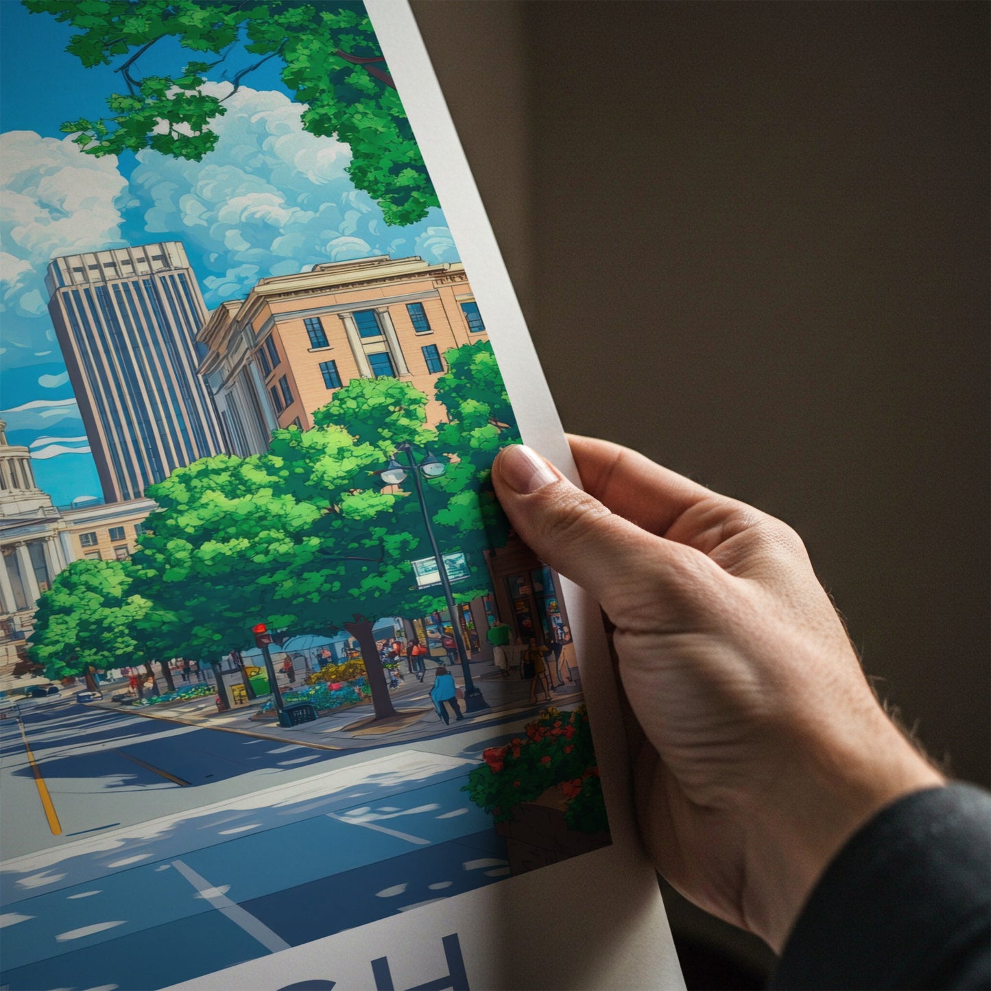 Raleigh Poster - North Carolina Wall Art - Vibrant City Street Home Decor