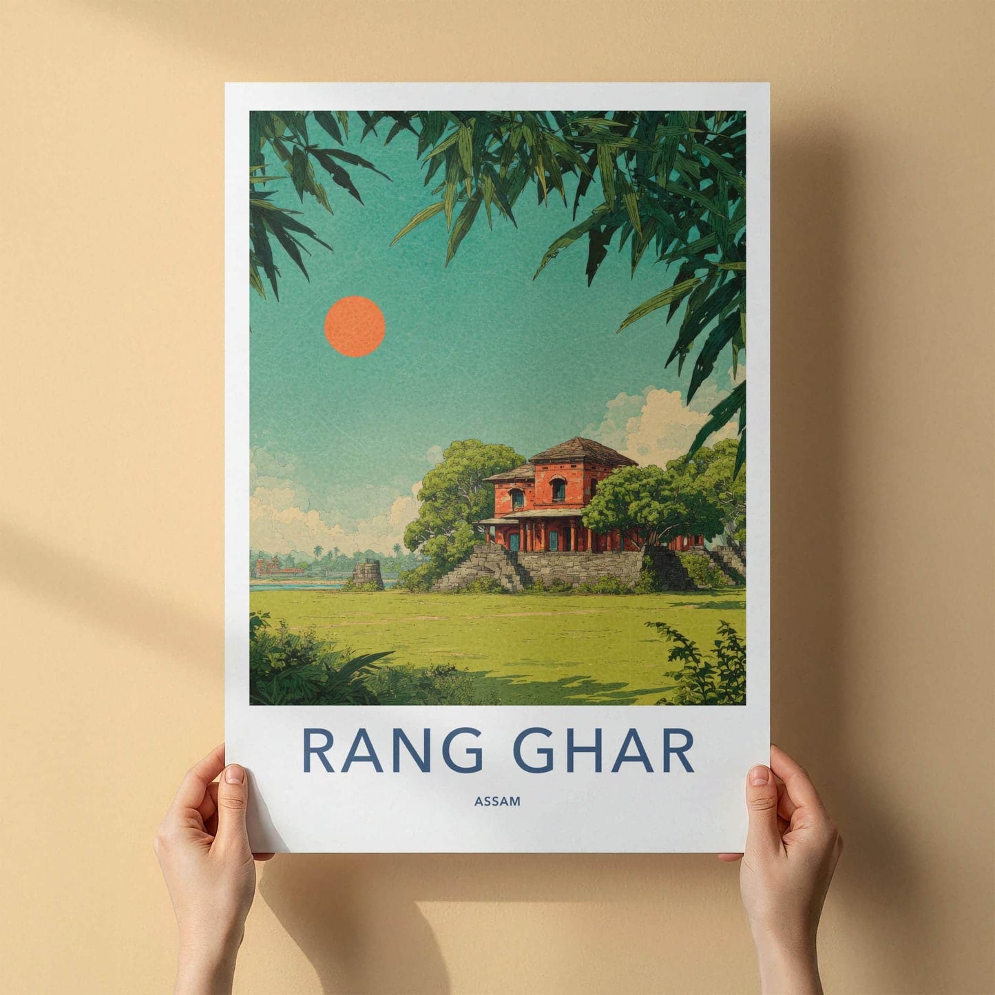 Rang Ghar Poster - India Travel Art - Assam Ancient Red Palace Home Decor