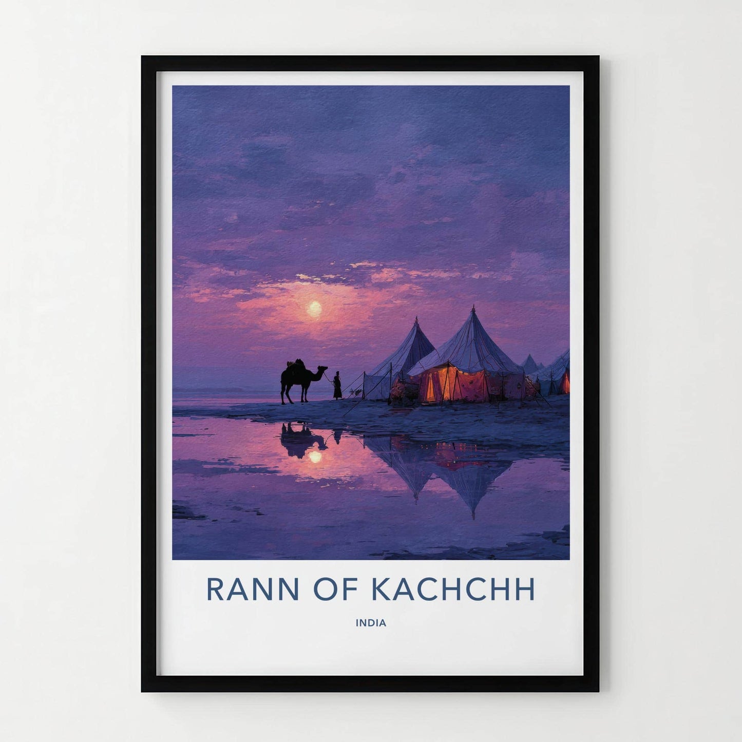 Rann Of Kachchh Poster - India Travel Art - Gujarat Twilight Camp Scene Home Decor