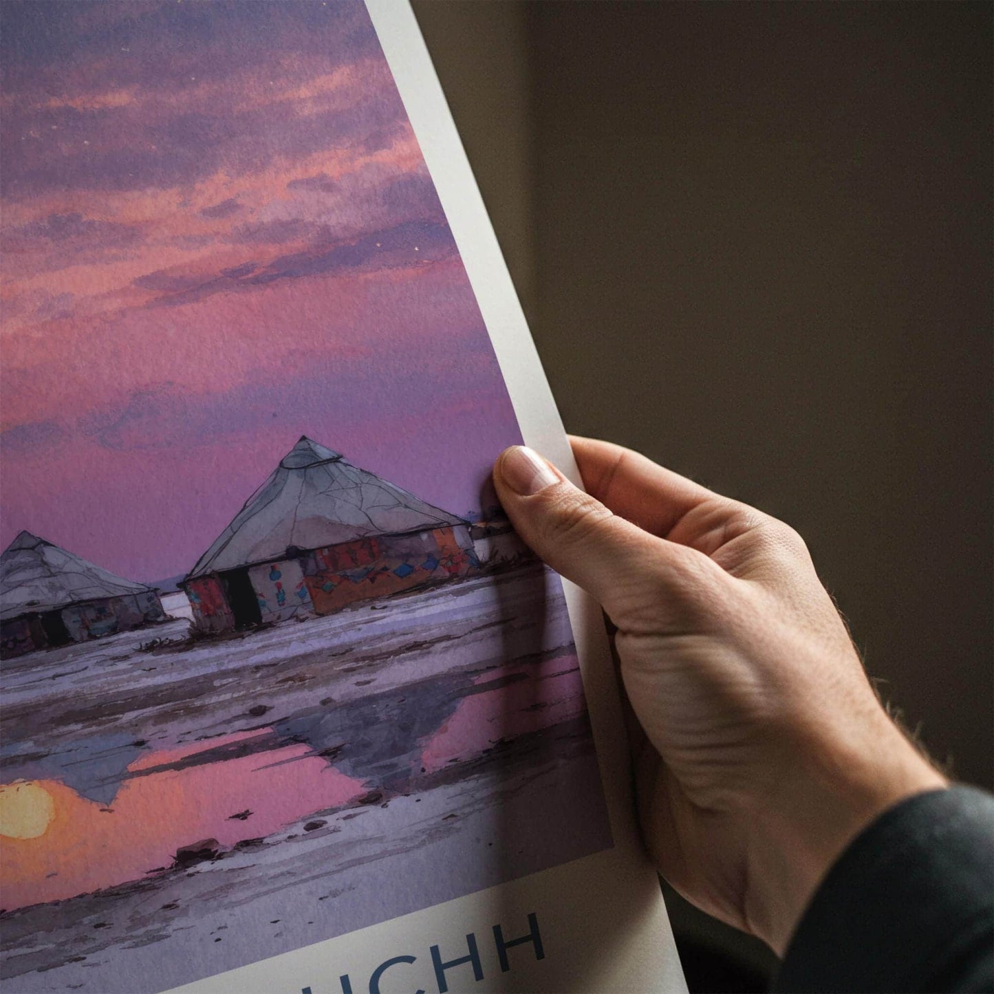 Rann of Kachchh Poster - India Wall Art - Gujarat Pink Moonrise Reflection Gift