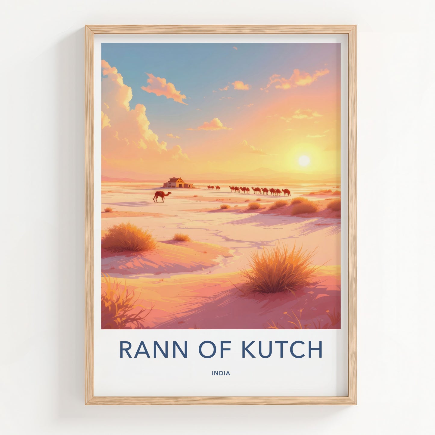 Rann Of Kutch Poster - India Travel Art - Gujarat Camels Salt Desert Home Decor