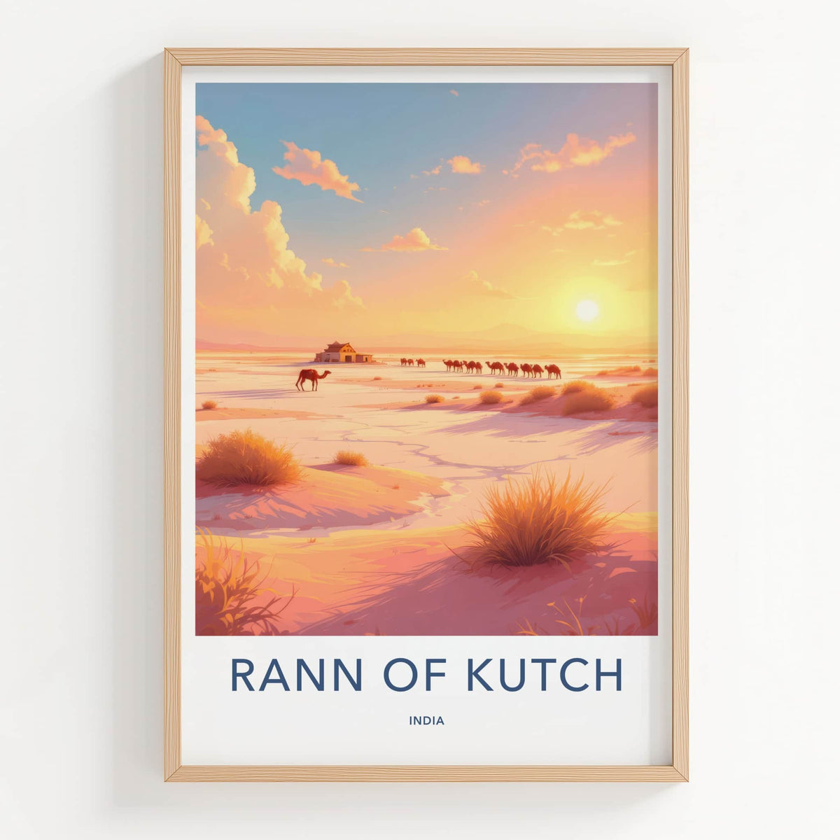Rann Of Kutch Poster - India Travel Art - Gujarat Camels Salt Desert Home Decor