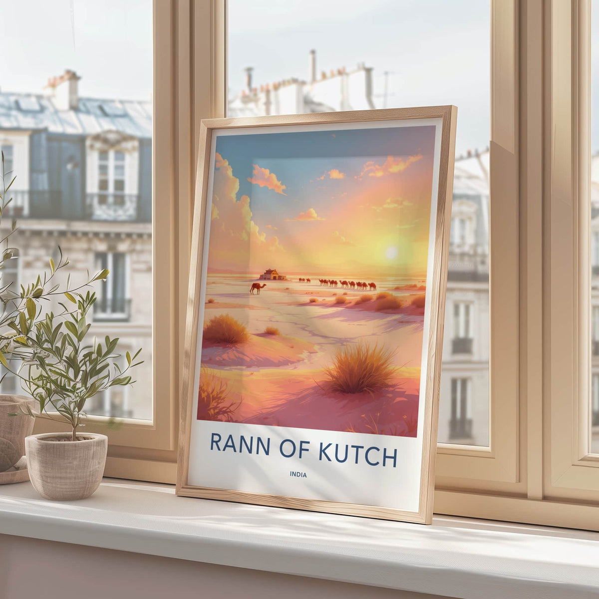 Rann Of Kutch Poster - India Travel Art - Gujarat Camels Salt Desert Home Decor