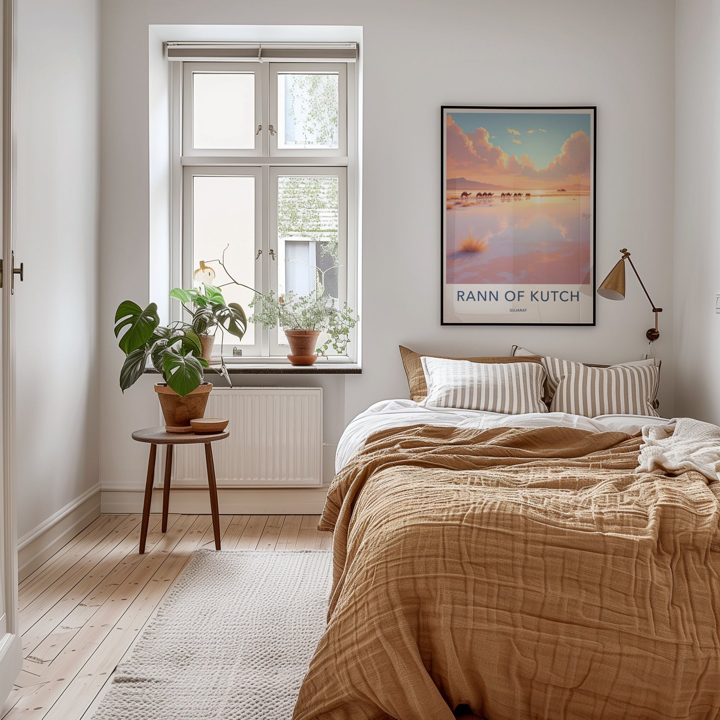 Rann Of Kutch Poster - India Travel Art - Gujarat Camels Sunset Home Decor