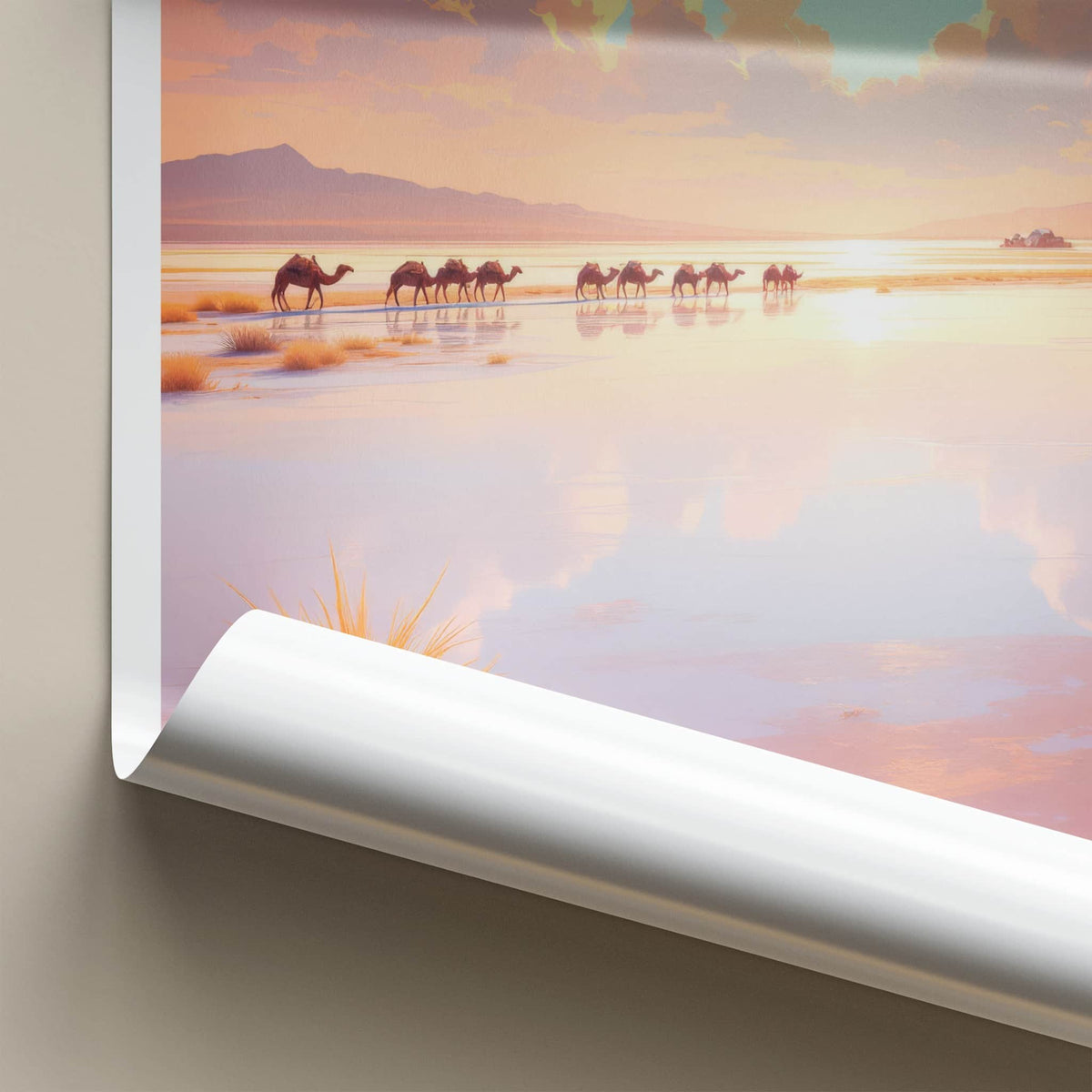 Rann Of Kutch Poster - India Travel Art - Gujarat Camels Sunset Home Decor