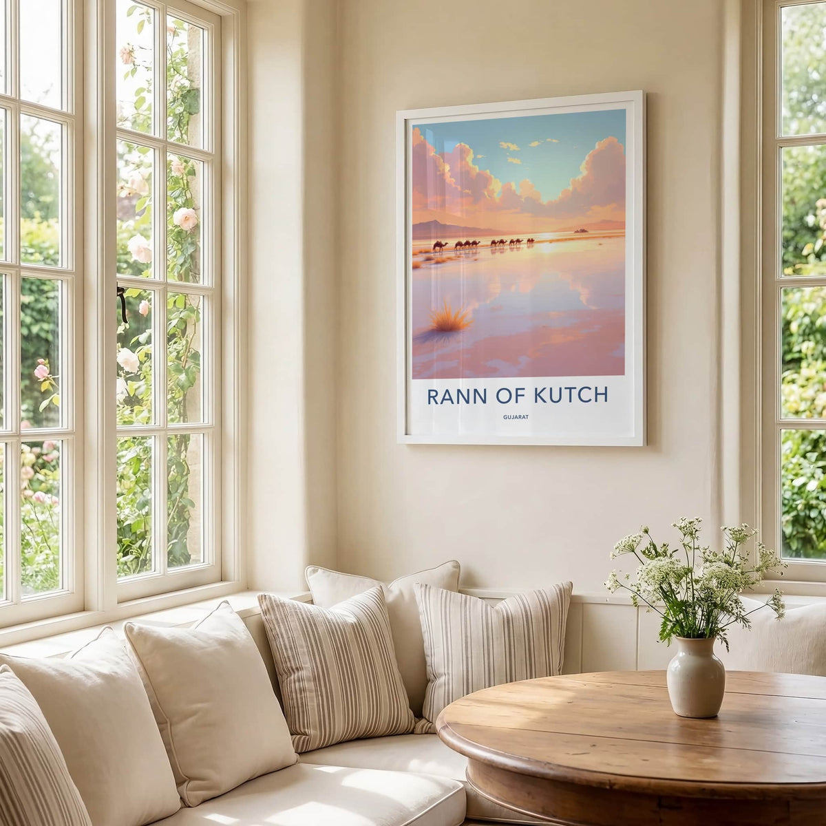Rann Of Kutch Poster - India Travel Art - Gujarat Camels Sunset Home Decor