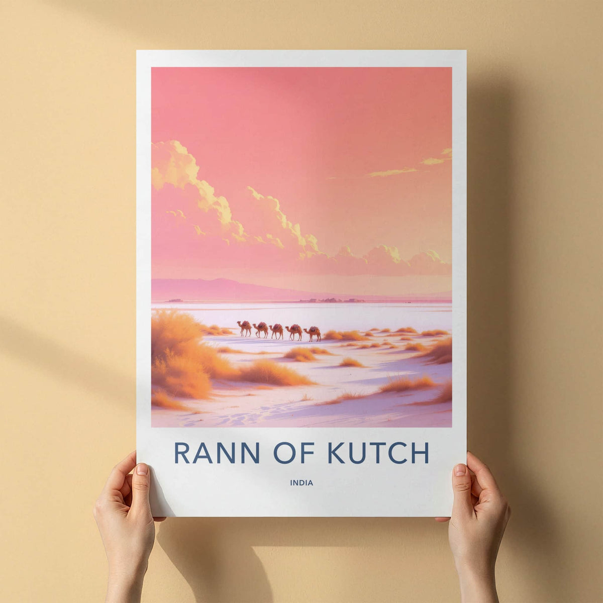 RANN OF KUTCH Poster - India Travel Art - Gujarat Pink Desert Home Decor