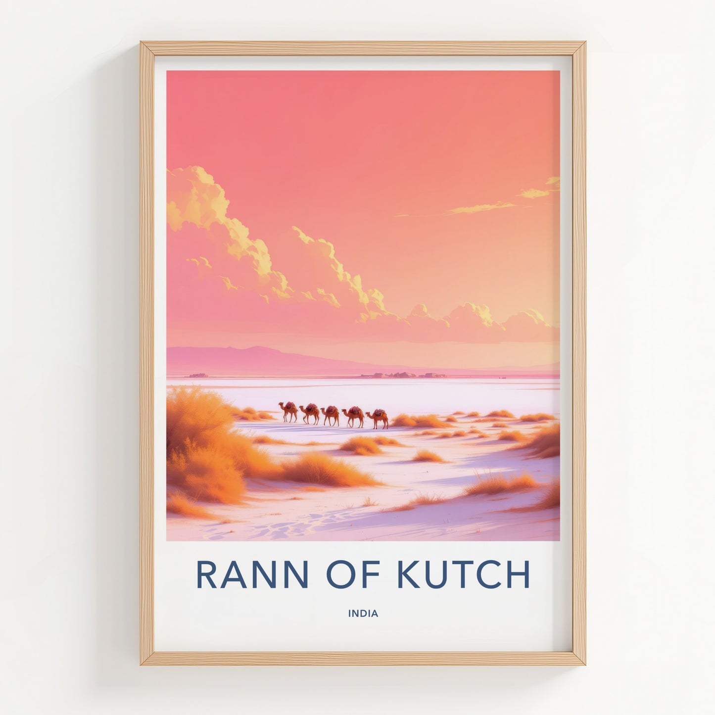 RANN OF KUTCH Poster - India Travel Art - Gujarat Pink Desert Home Decor