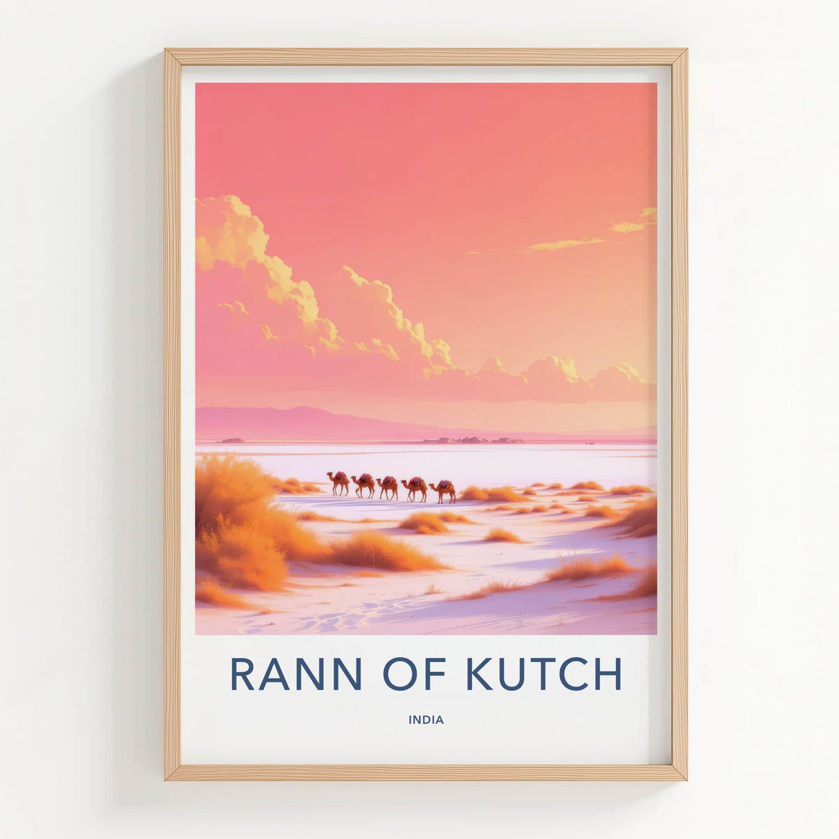 RANN OF KUTCH Poster - India Travel Art - Gujarat Pink Desert Home Decor