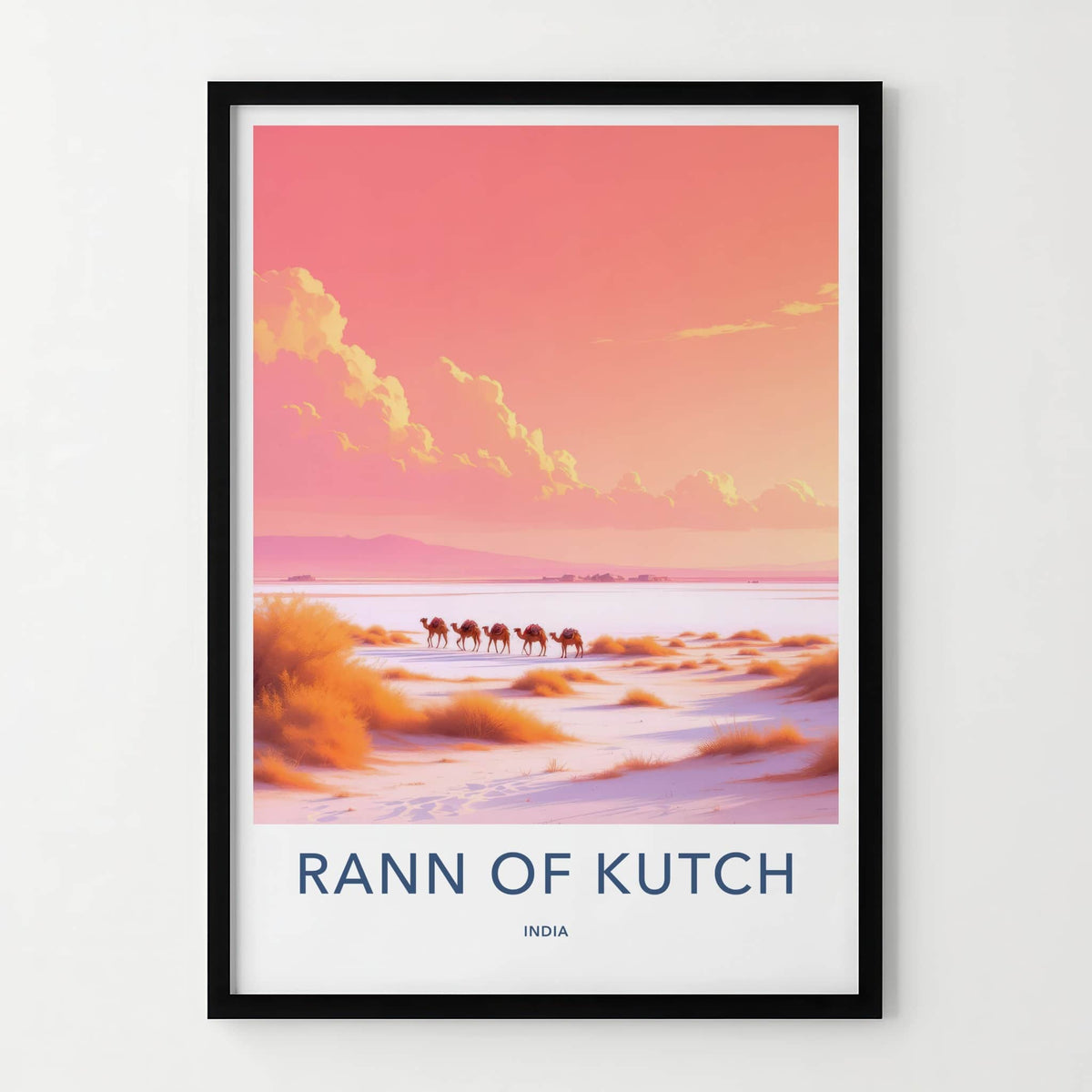 RANN OF KUTCH Poster - India Travel Art - Gujarat Pink Desert Home Decor