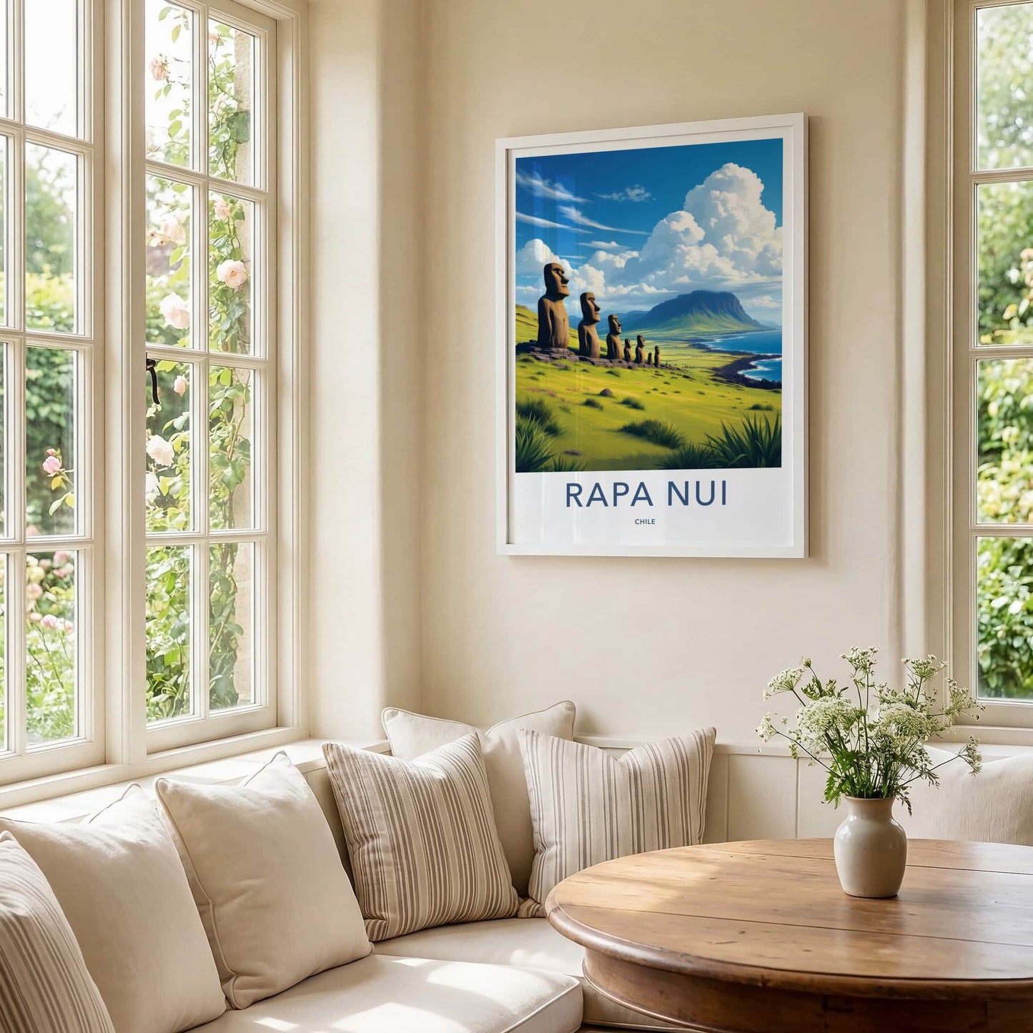 Rapa Nui Poster - Chile Travel Art - Ancient Moai Statues Home Decor