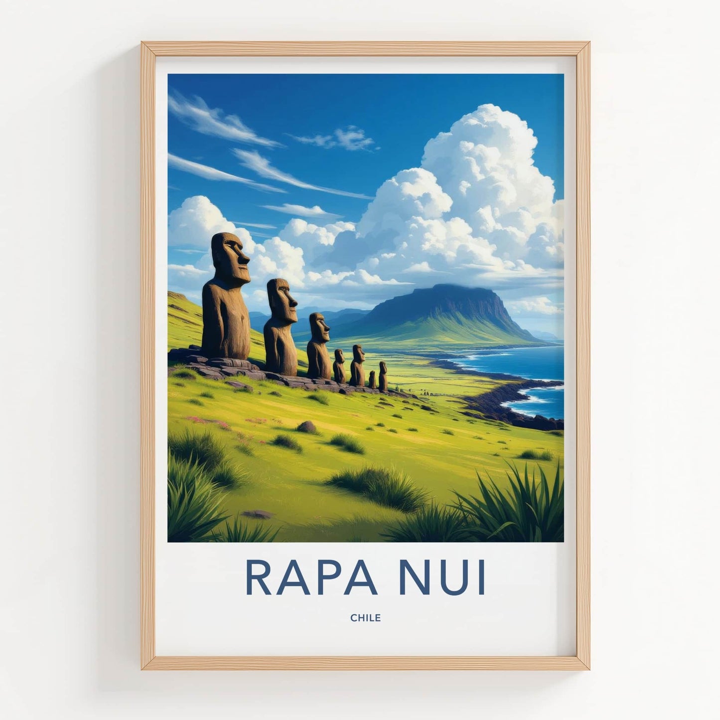 Rapa Nui Poster - Chile Travel Art - Ancient Moai Statues Home Decor