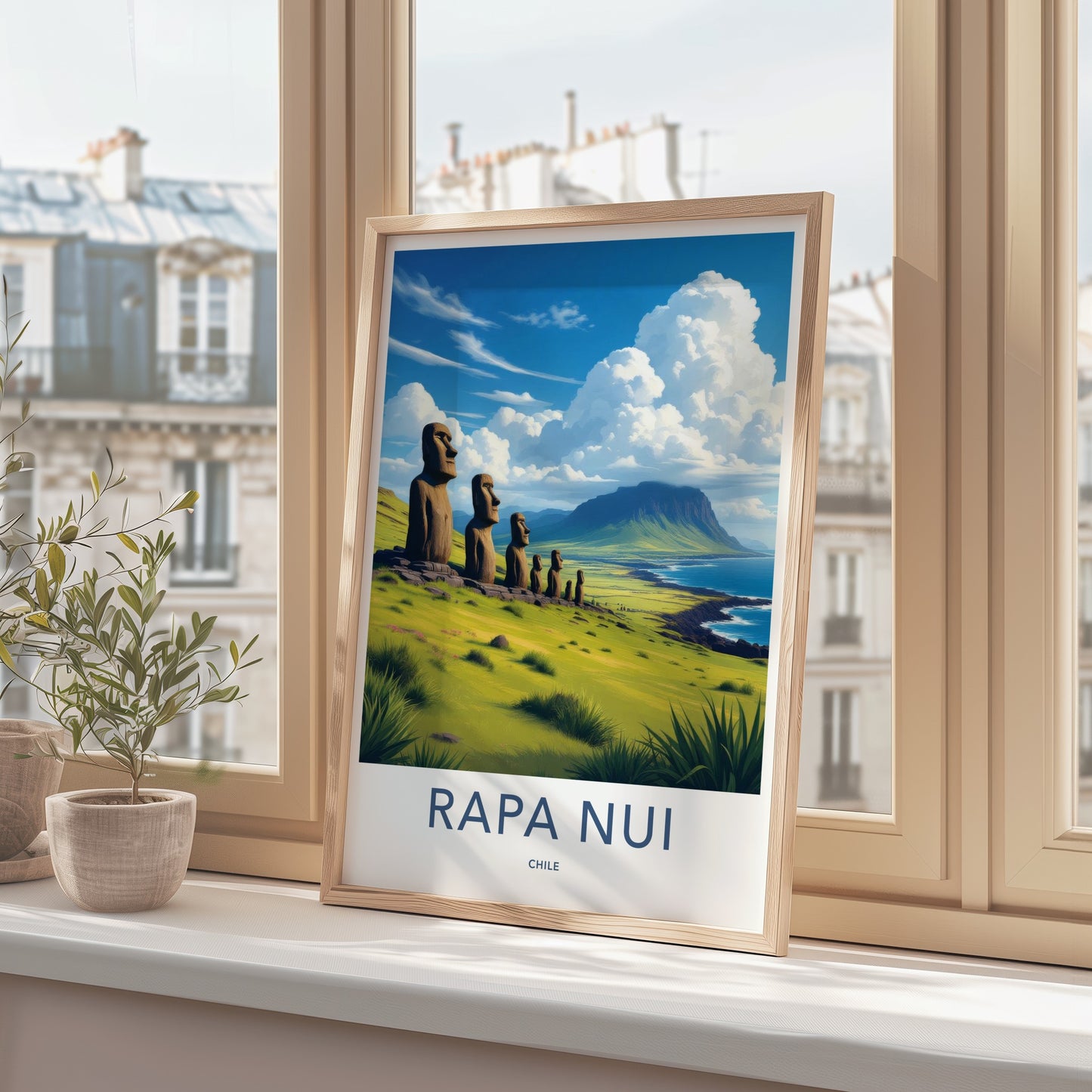 Rapa Nui Poster - Chile Travel Art - Ancient Moai Statues Home Decor
