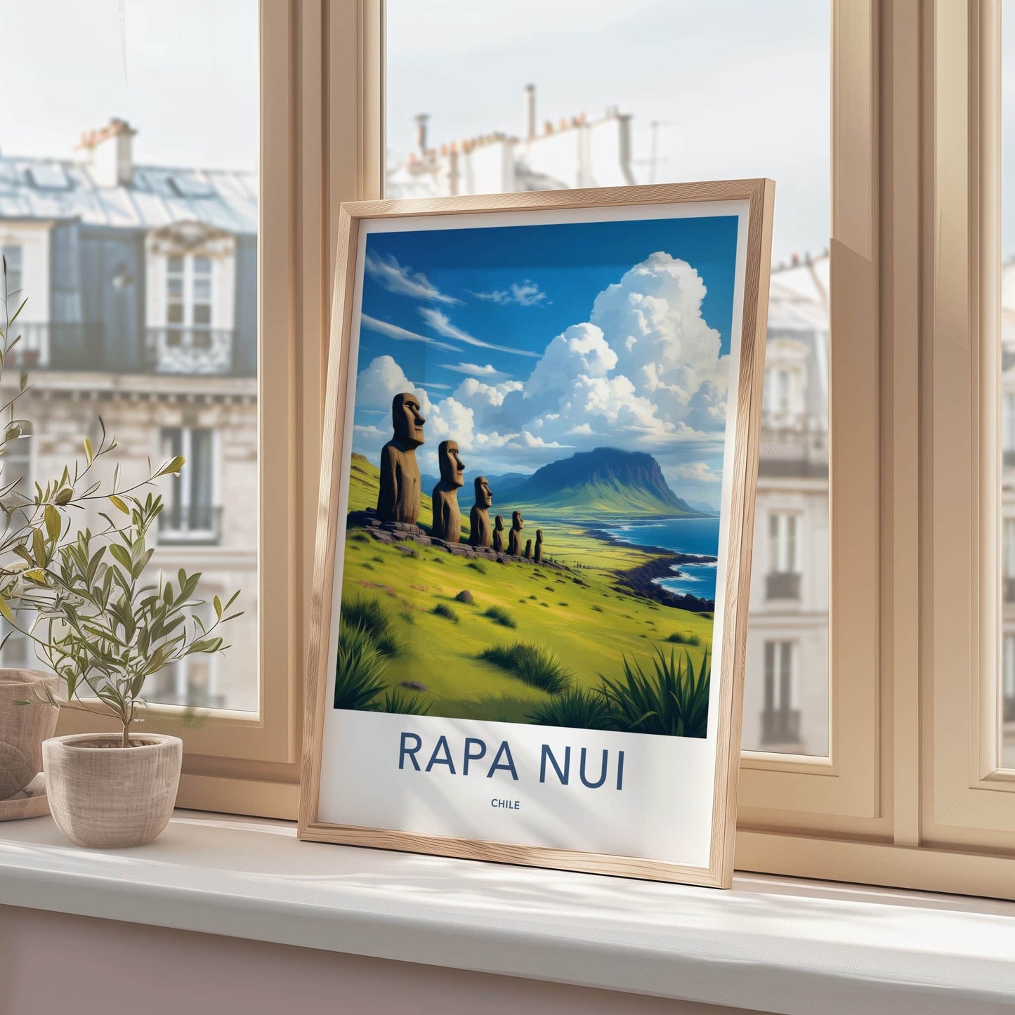 Rapa Nui Poster - Chile Travel Art - Ancient Moai Statues Home Decor