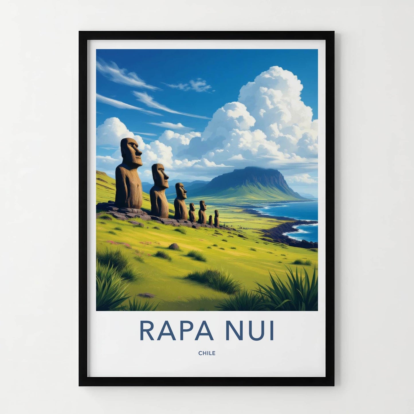 Rapa Nui Poster - Chile Travel Art - Ancient Moai Statues Home Decor