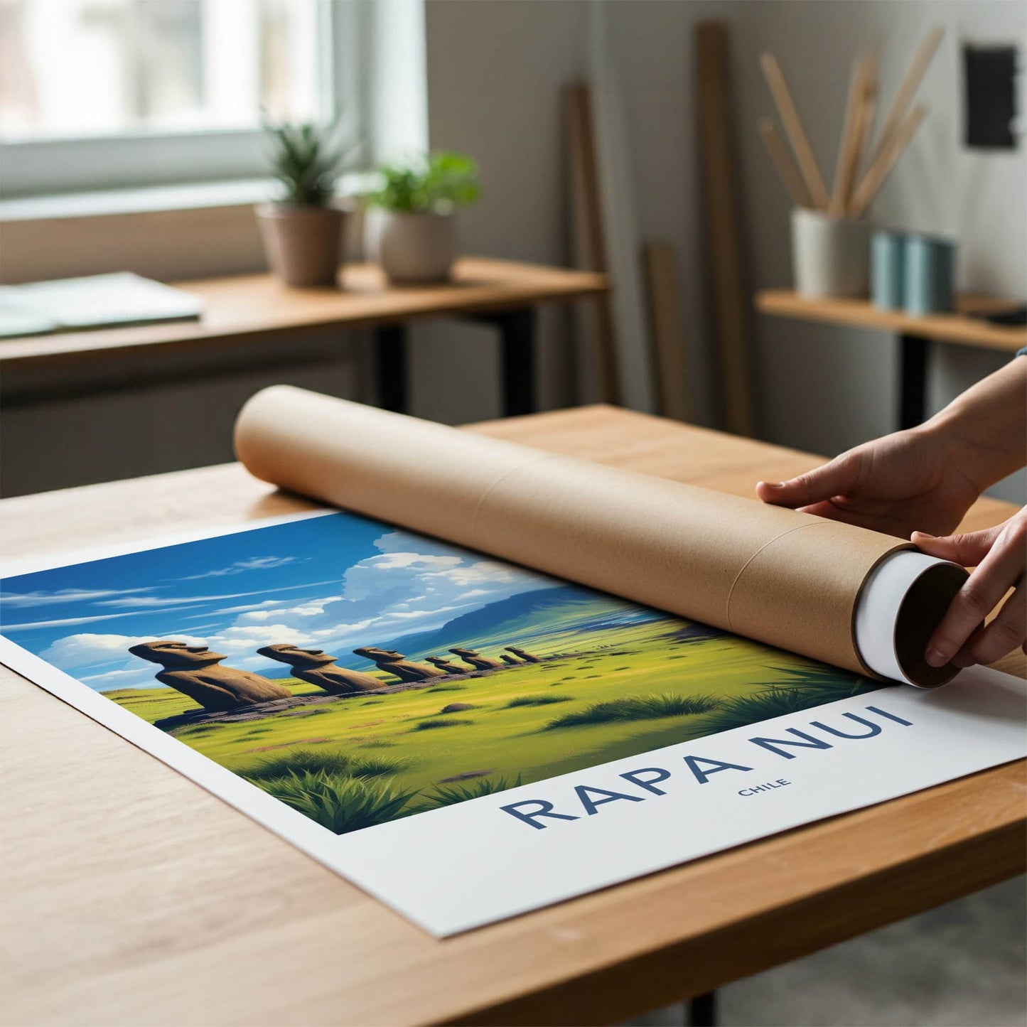 Rapa Nui Poster - Chile Travel Art - Ancient Moai Statues Home Decor