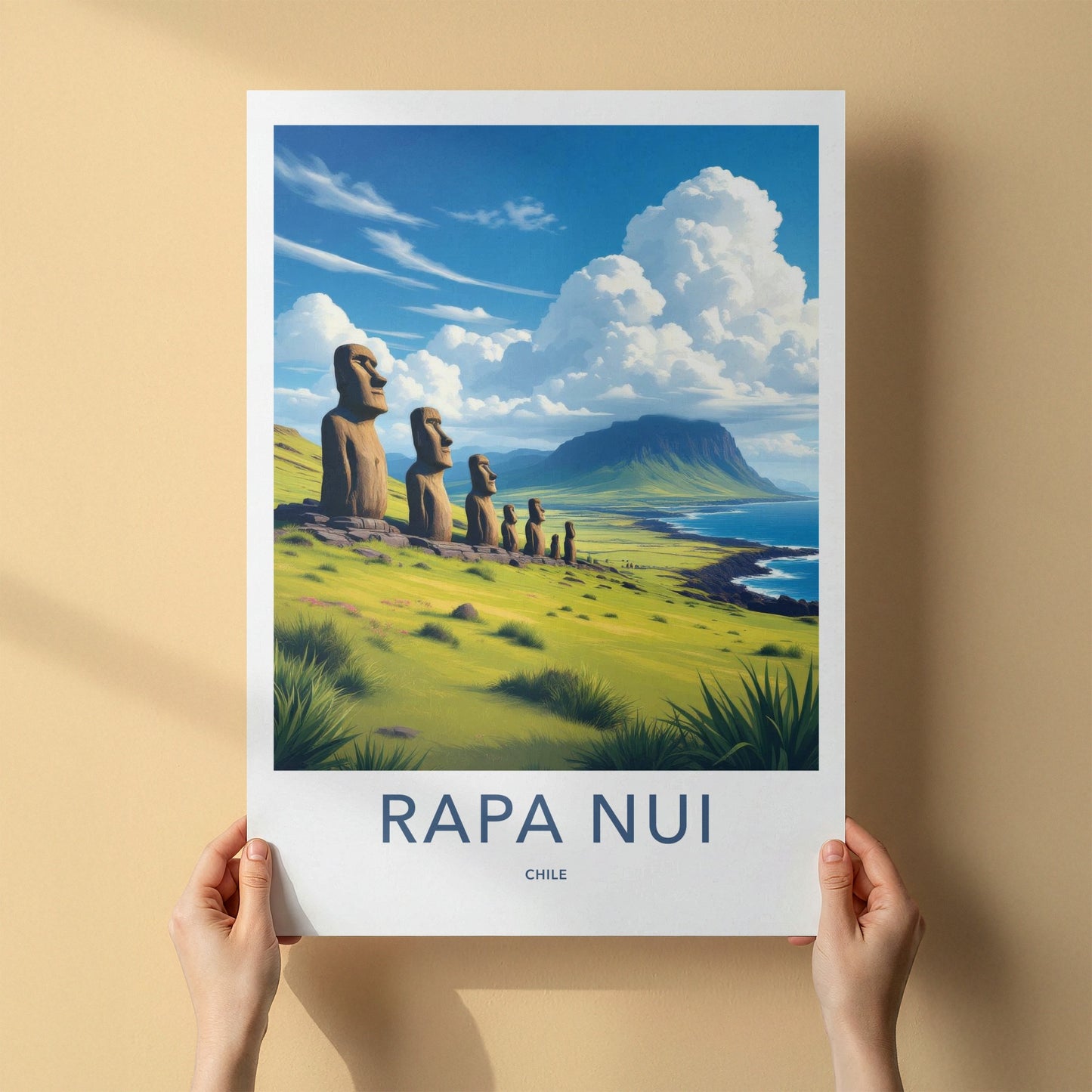Rapa Nui Poster - Chile Travel Art - Ancient Moai Statues Home Decor