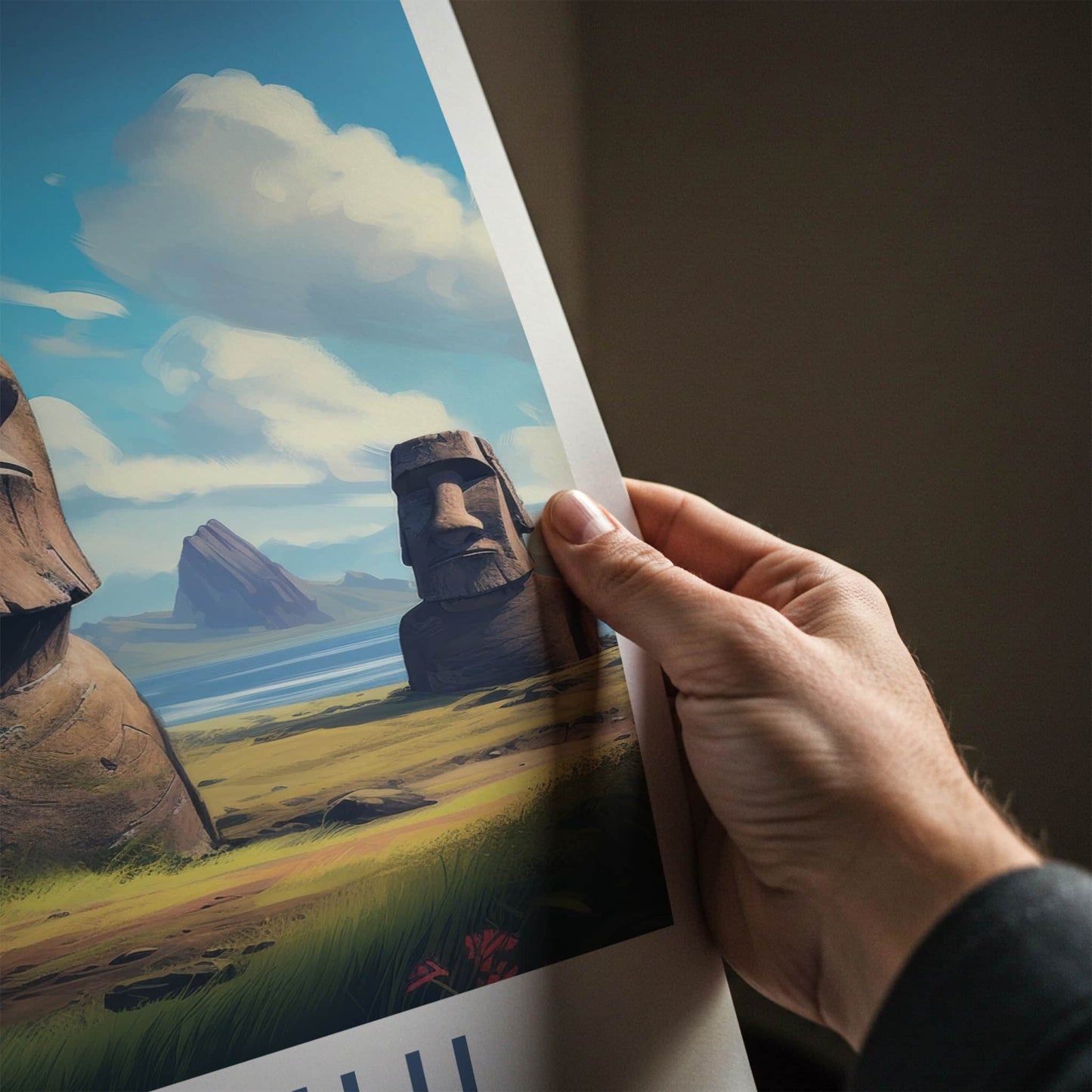 Rapa Nui Poster - Chile Travel Art - Ancient Stone Moai Home Decor