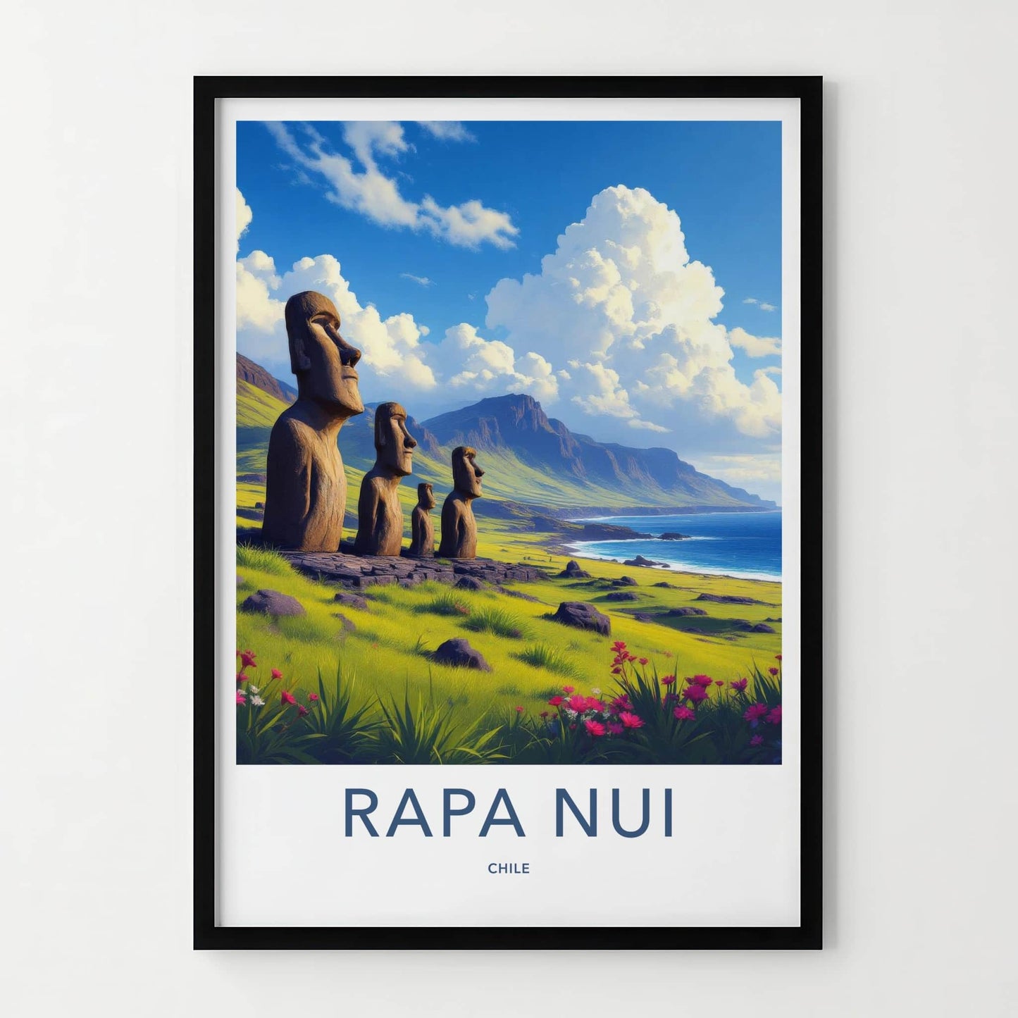 Rapa Nui Poster - Chile Wall Art - Ancient Moai Statues Home Decor