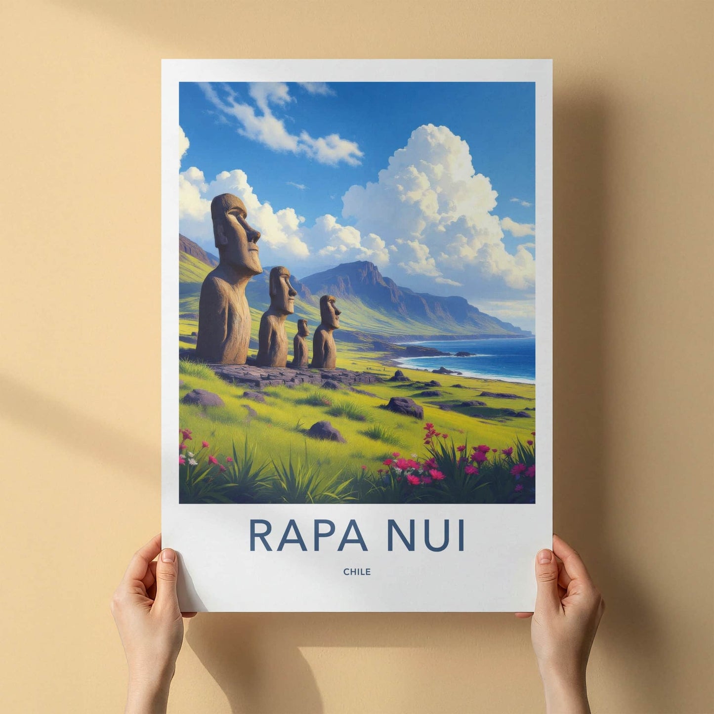 Rapa Nui Poster - Chile Wall Art - Ancient Moai Statues Home Decor