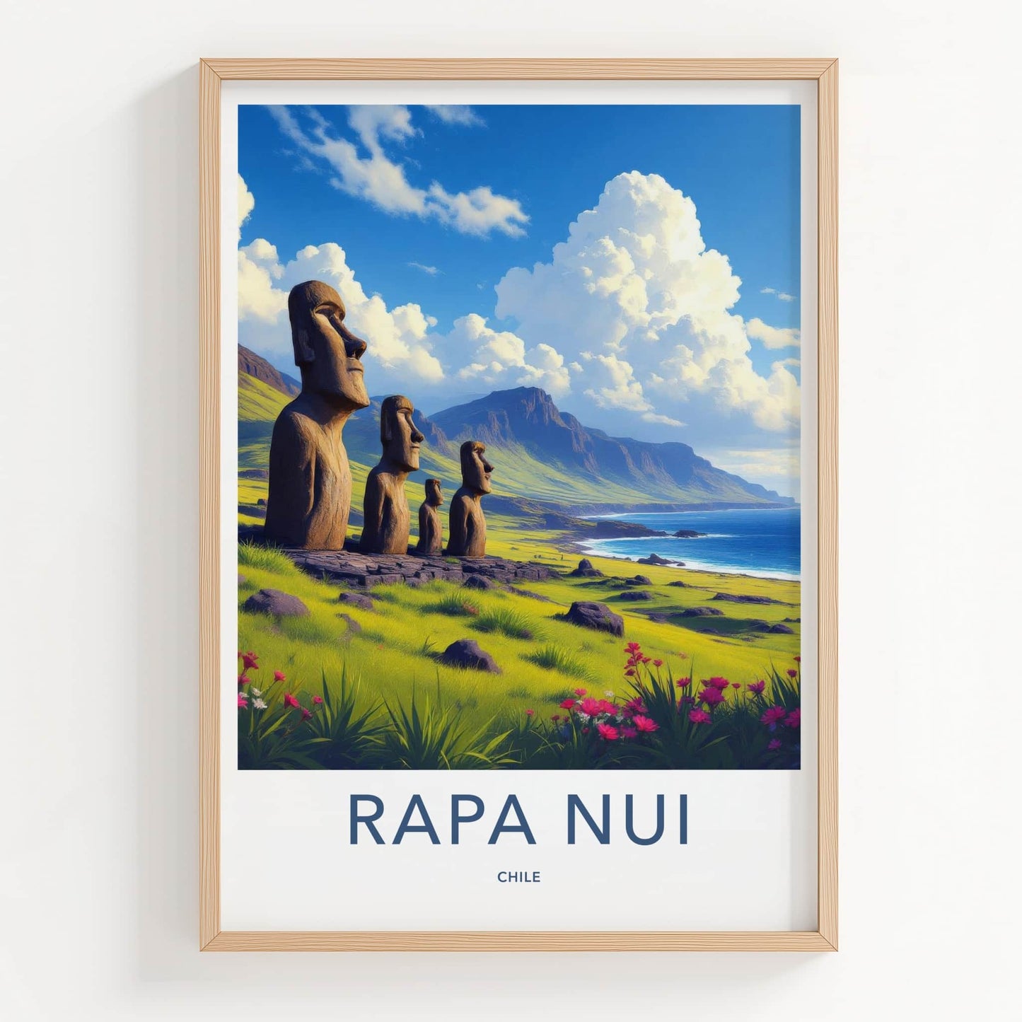 Rapa Nui Poster - Chile Wall Art - Ancient Moai Statues Home Decor
