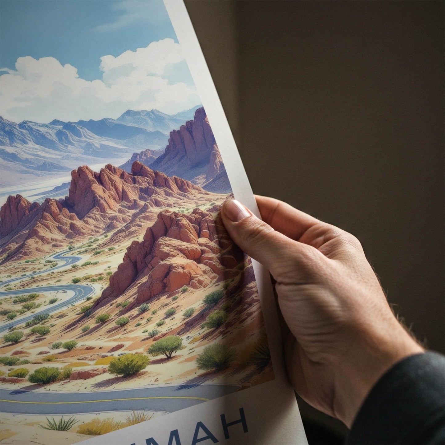 Ras Al Khaimah Poster - United Arab Emirates Art Print - Winding Desert Road Gift