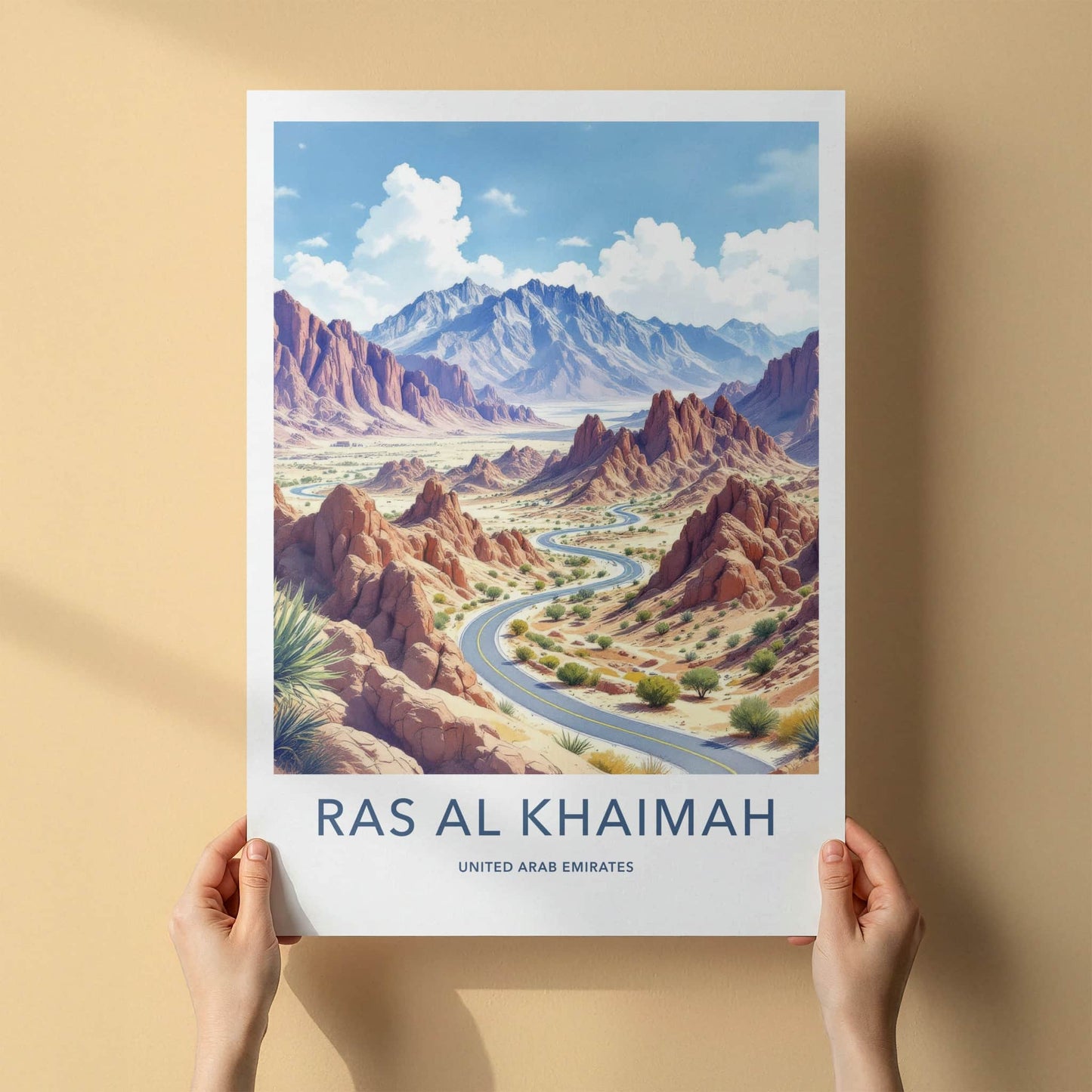 Ras Al Khaimah Poster - United Arab Emirates Art Print - Winding Desert Road Gift