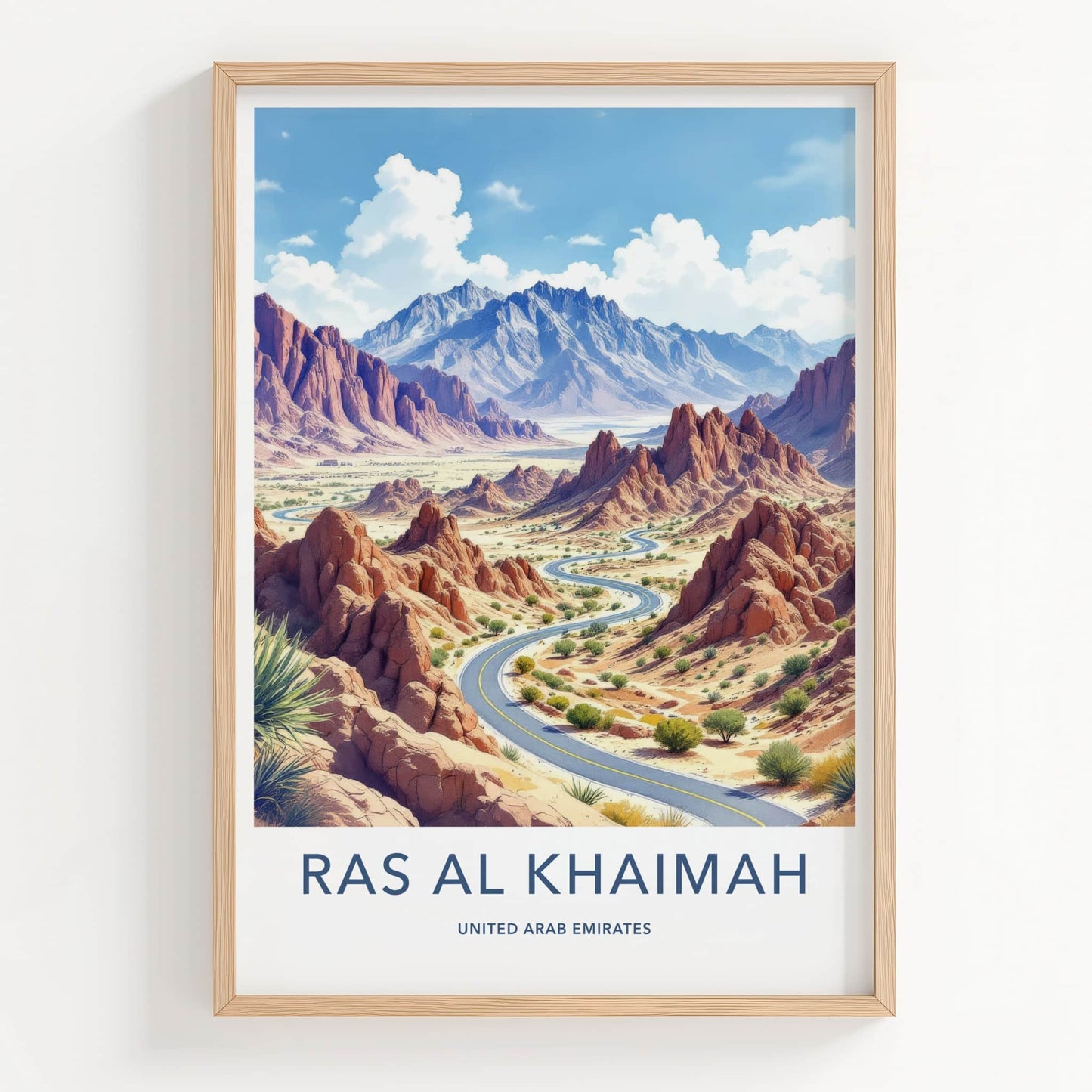 Ras Al Khaimah Poster - United Arab Emirates Art Print - Winding Desert Road Gift