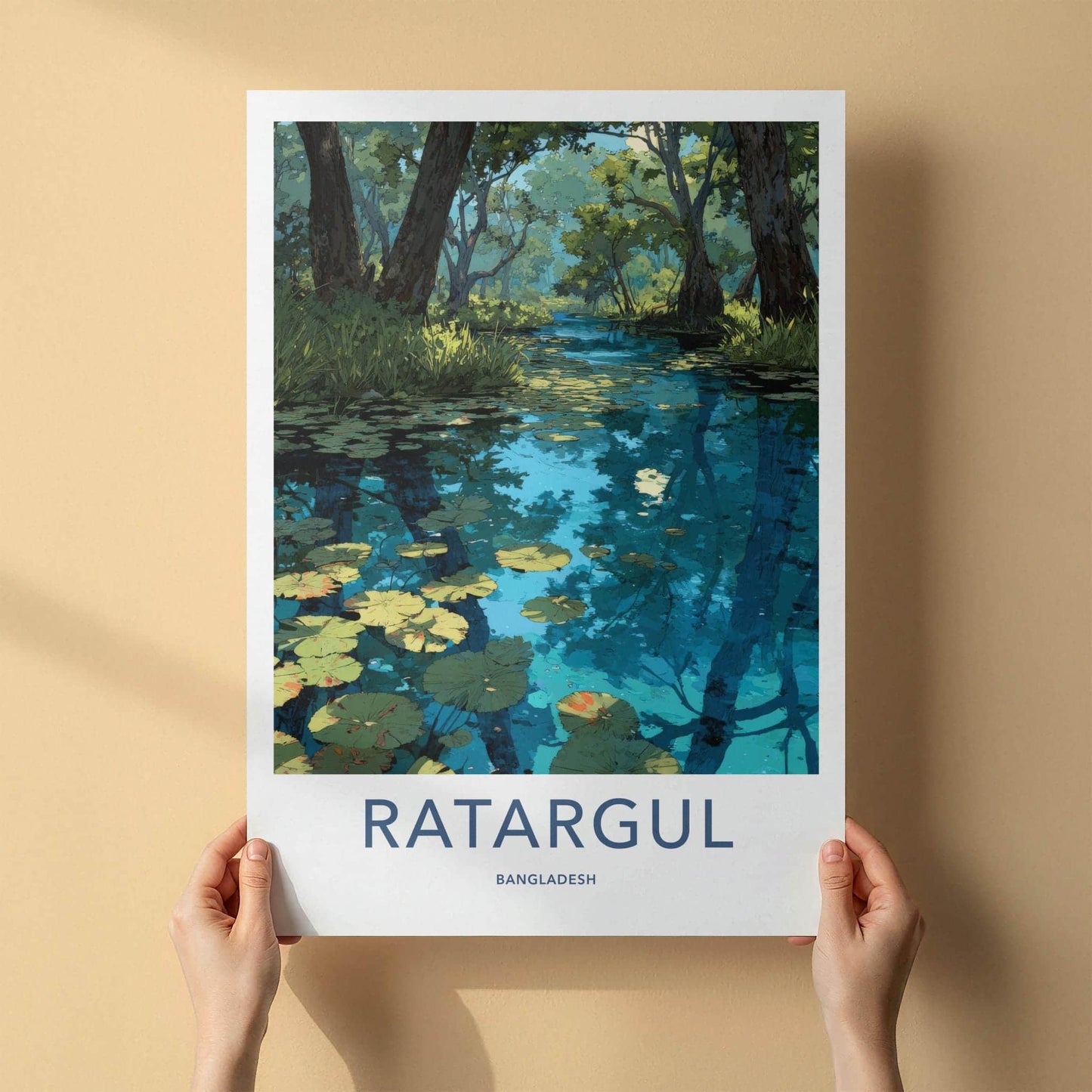 Ratarargul Poster - Bangladesh Travel Art - Submerged Forest Lilies Home Decor