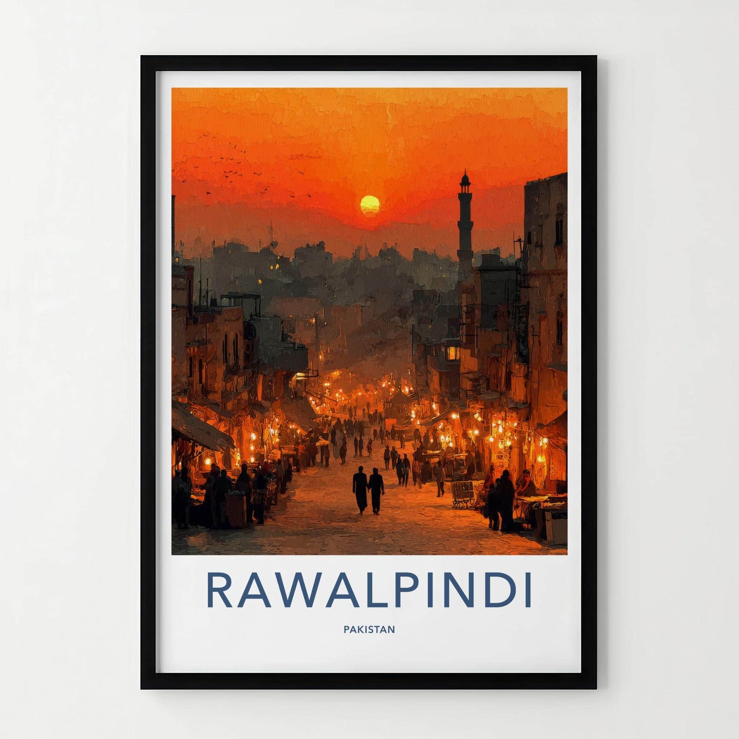 Rawalpindi Poster - Pakistan Wall Art - Busy Street Sunset Home Decor