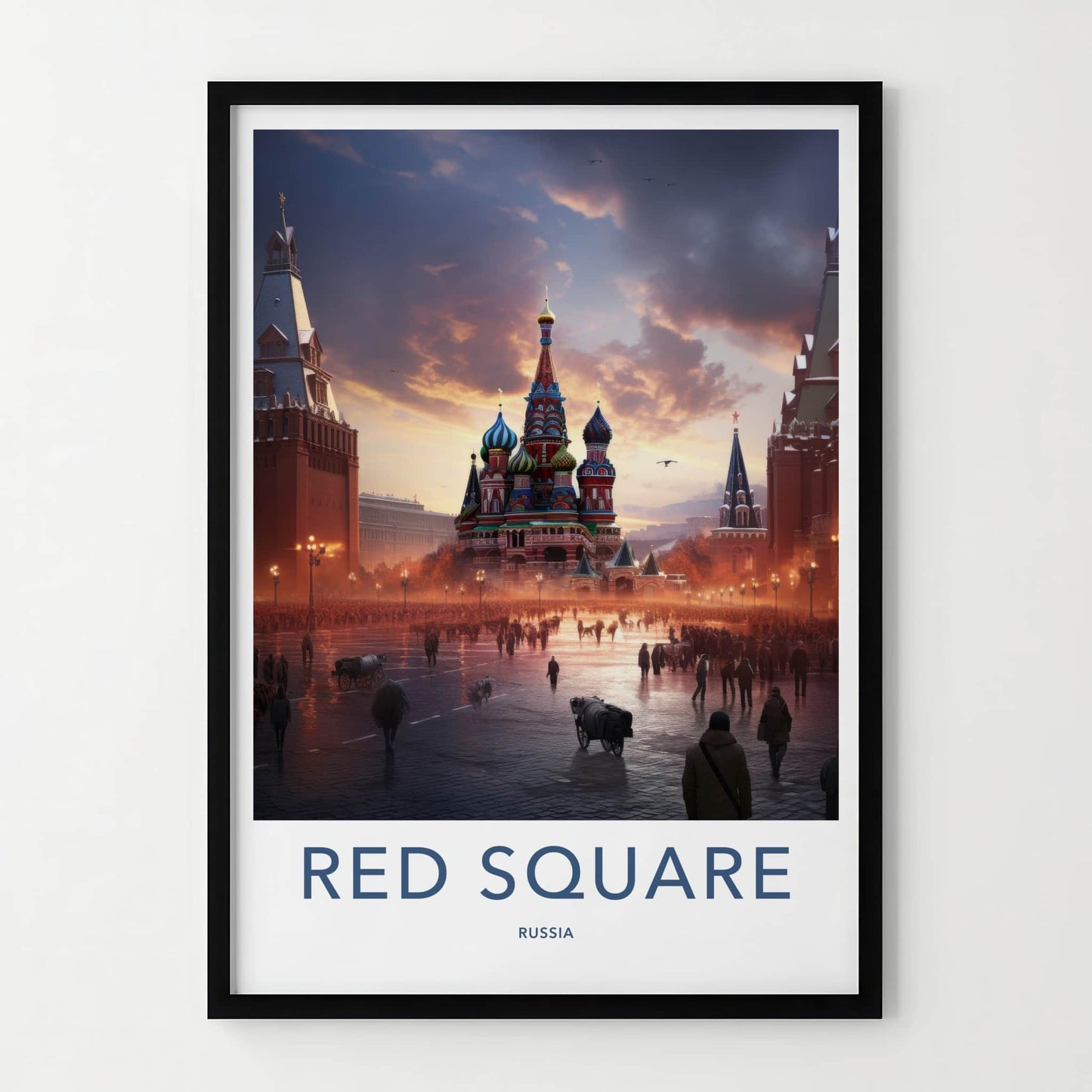 Red Square Poster - Russia Travel Art - Colorful Domes Sunset Home Decor