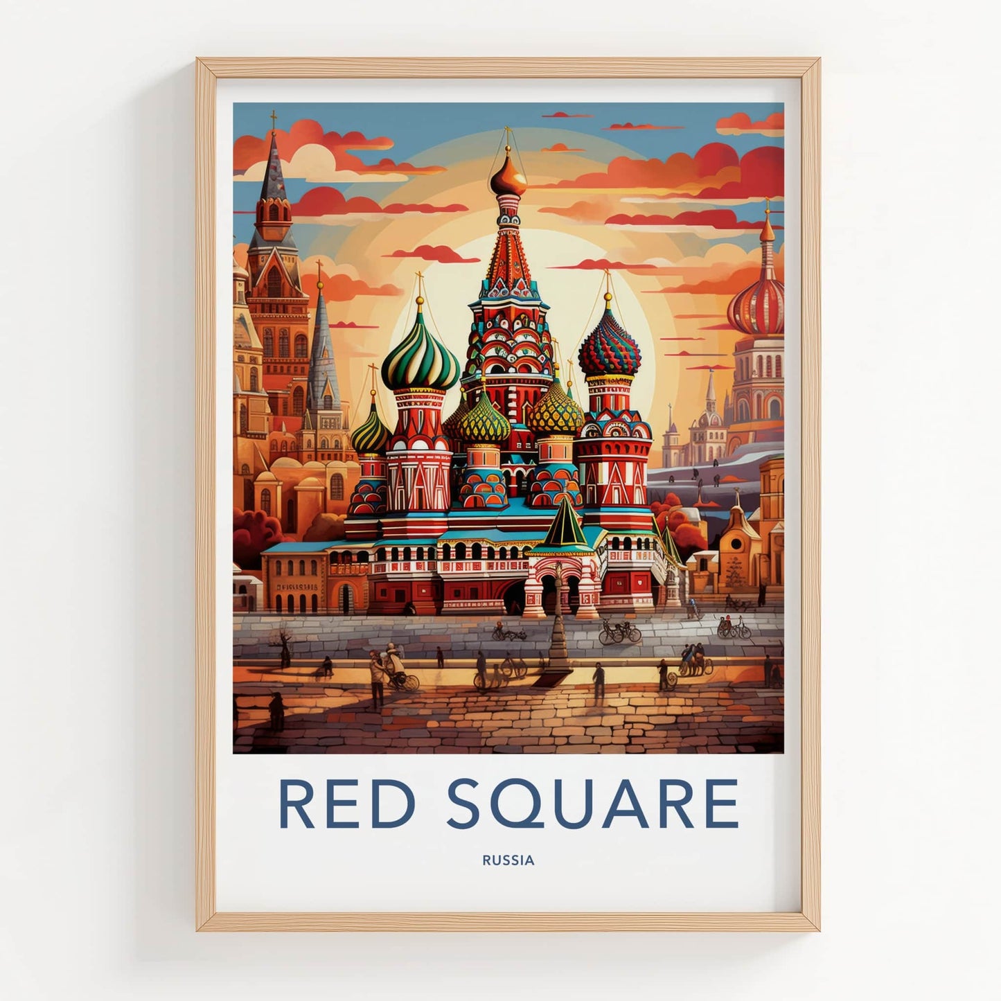 Red Square Poster - Russia Travel Art - Vibrant Cathedral Sunset Home Decor
