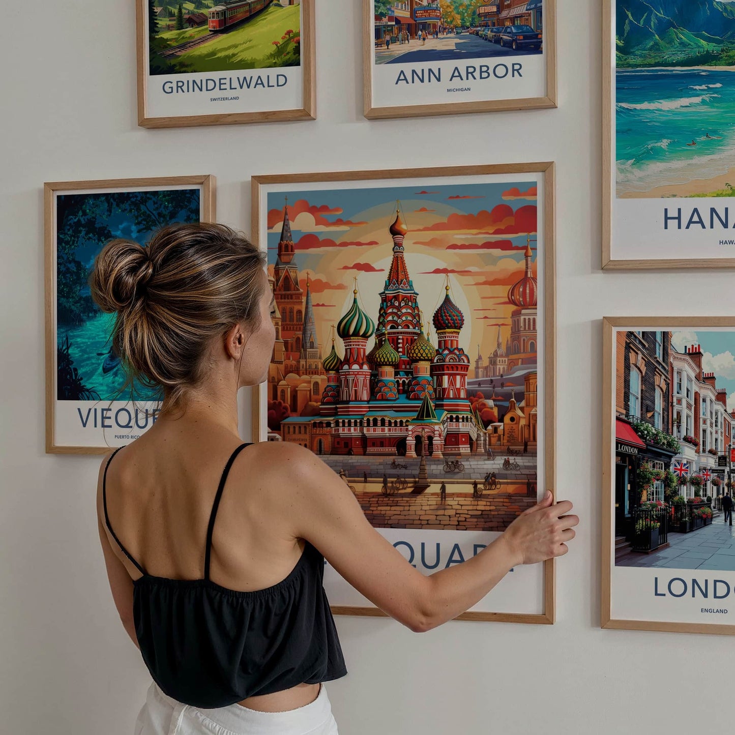 Red Square Poster - Russia Travel Art - Vibrant Cathedral Sunset Home Decor