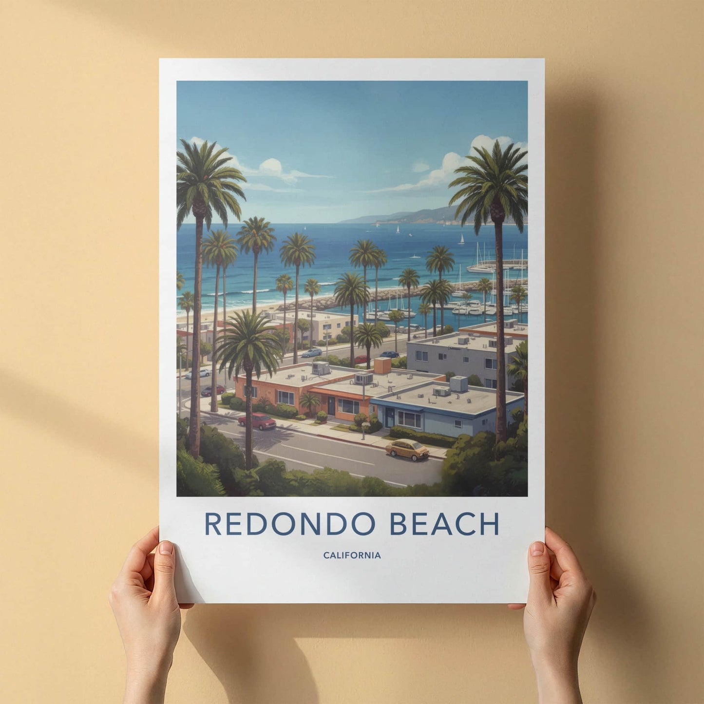 Redondo Beach Poster - California Travel Art - Coastal Marina View Home Decor