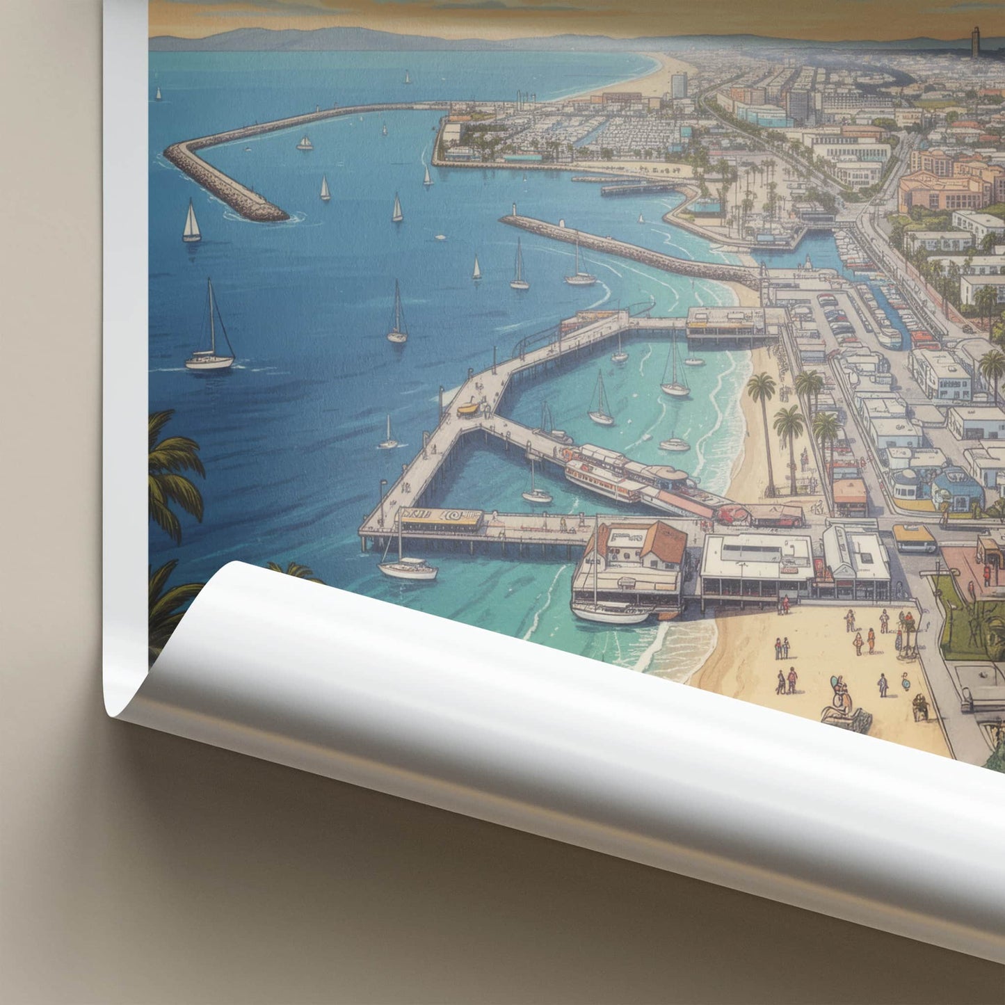 Redondo Beach Poster - California Travel Art - Coastal Pier City Home Decor