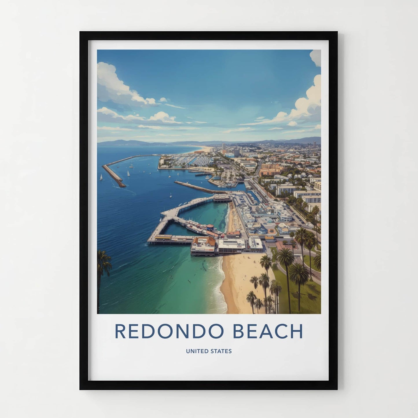 Redondo Beach Poster - California Wall Art - Aerial Marina City Home Decor